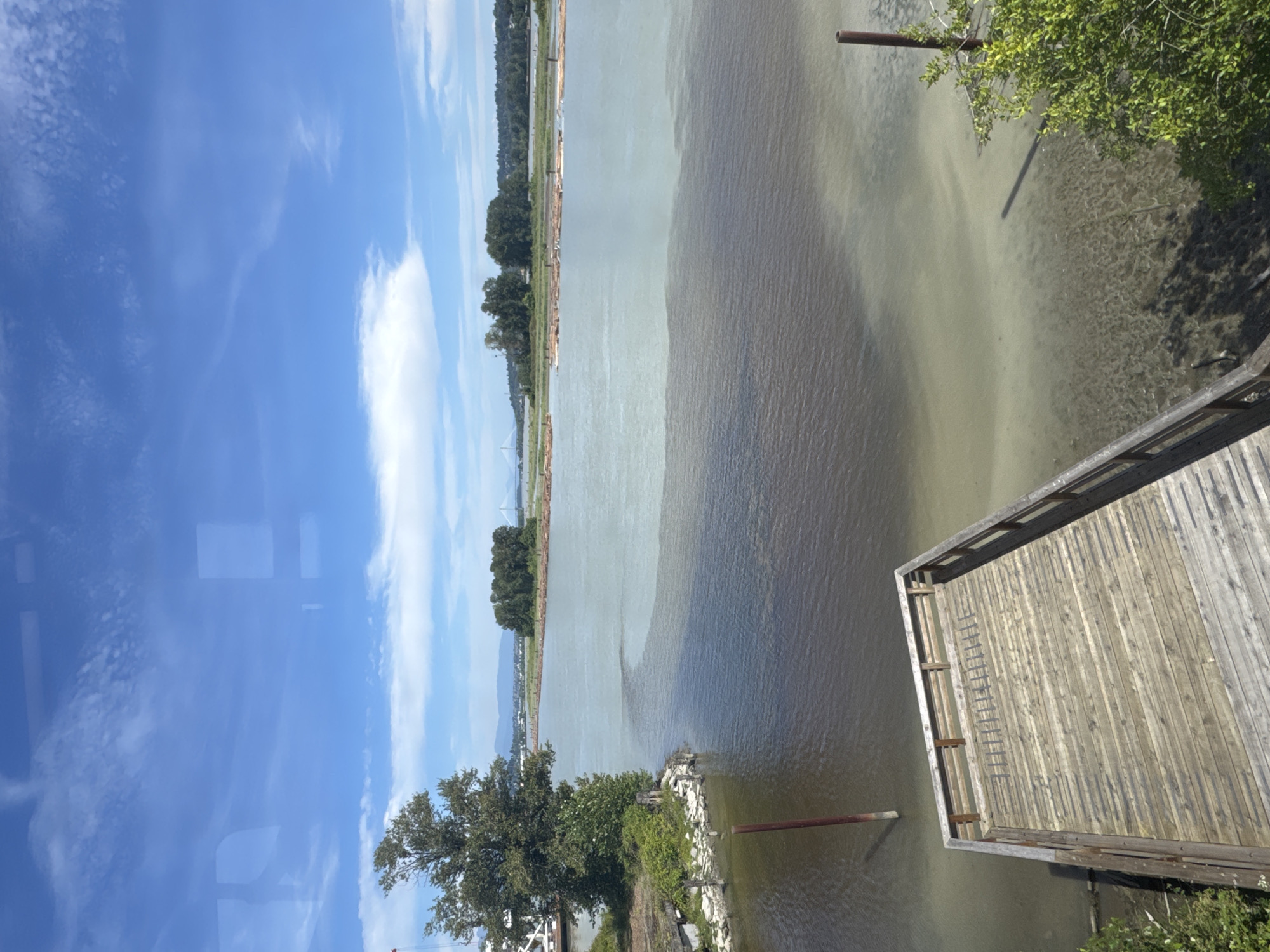 Two-toned river meeting point at New Westminster waterfront