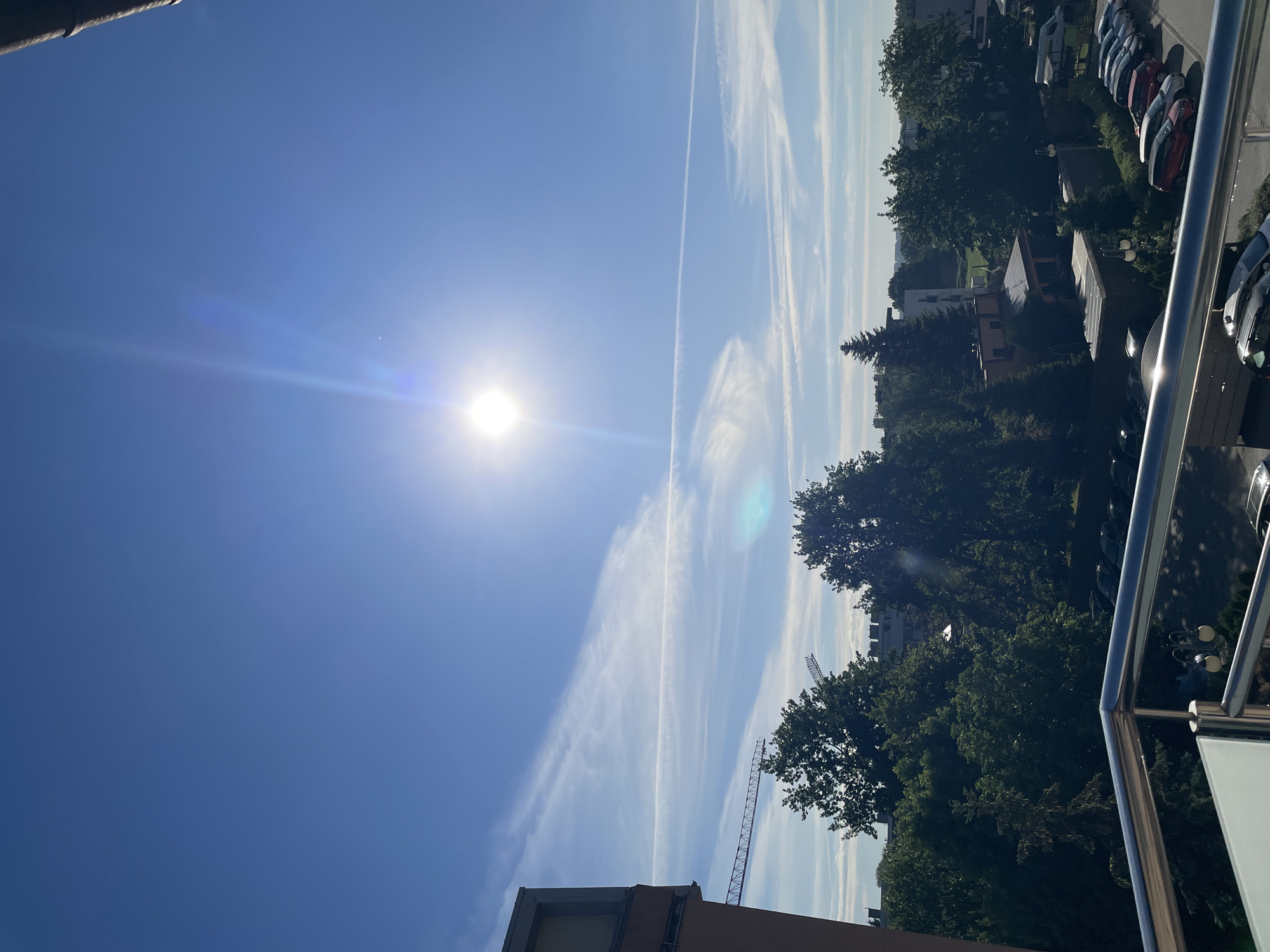 Clear morning skies with contrails witnessed across urban area