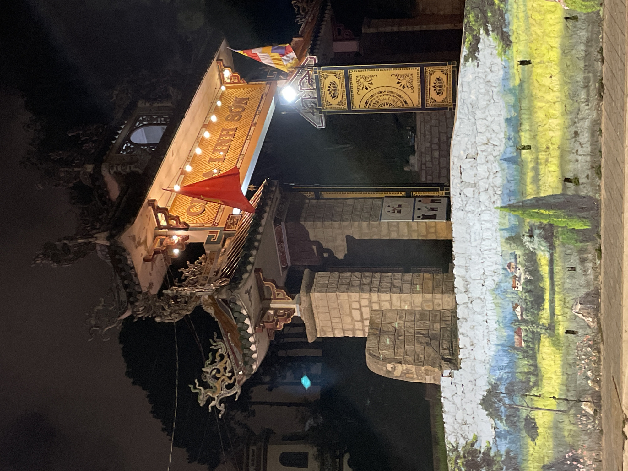 Nighttime walking tour documented through Da Lat pagodas and streets