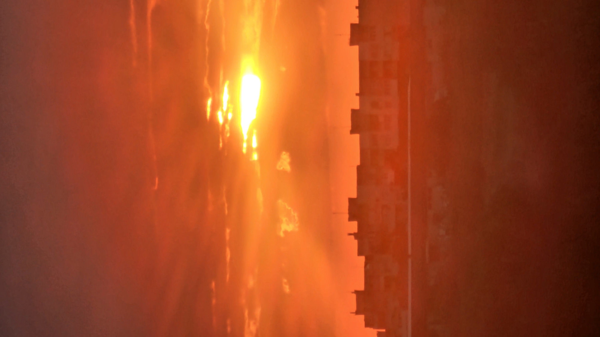 City sunset watched from multiple angles over ten minutes