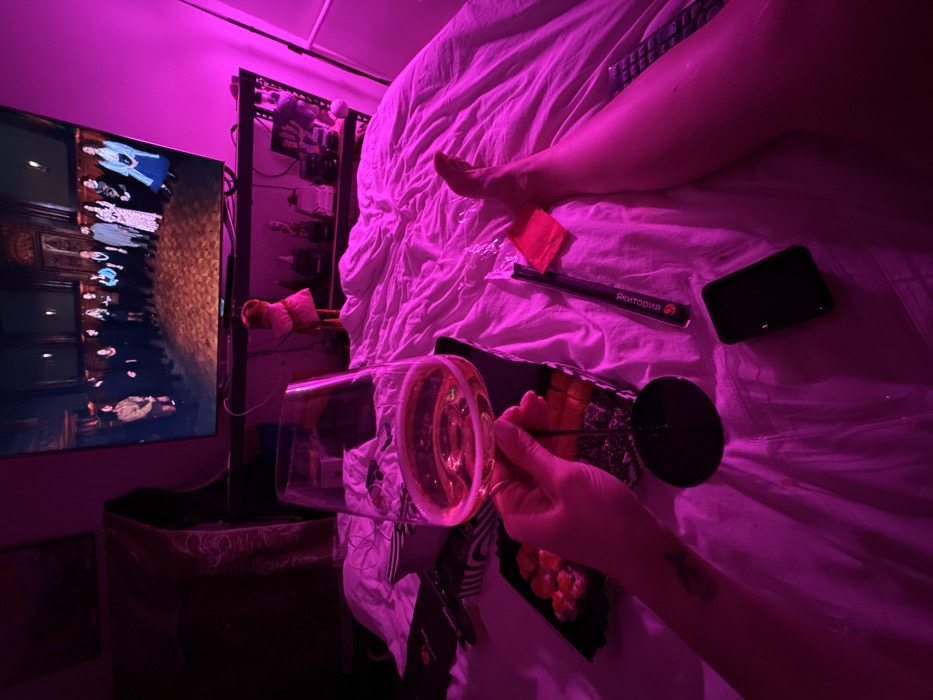 Private celebration with balloons and sushi documented in Moscow