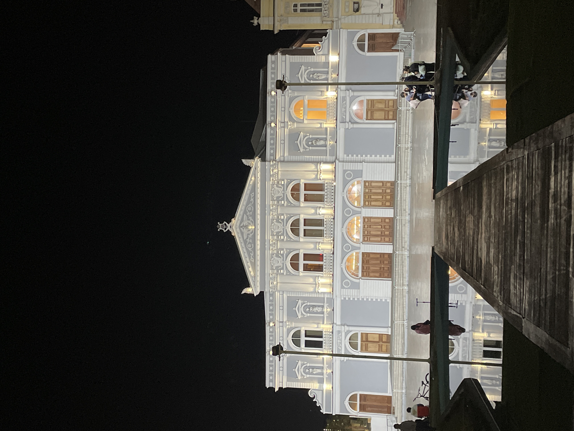 Nighttime documentation of Iquique's historic downtown landmarks