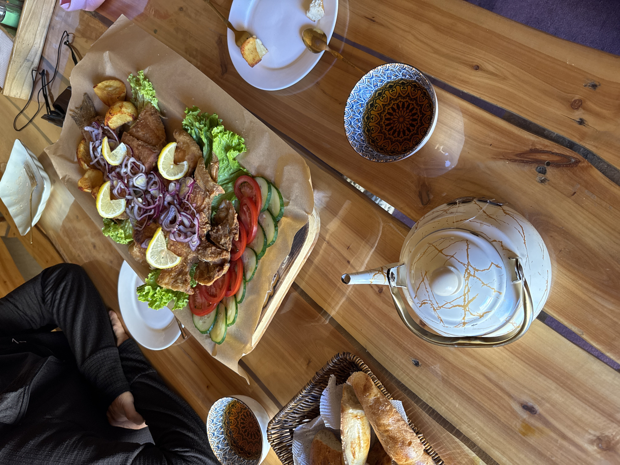Traditional yurt dining experience documented in Balykchy, Kyrgyzstan