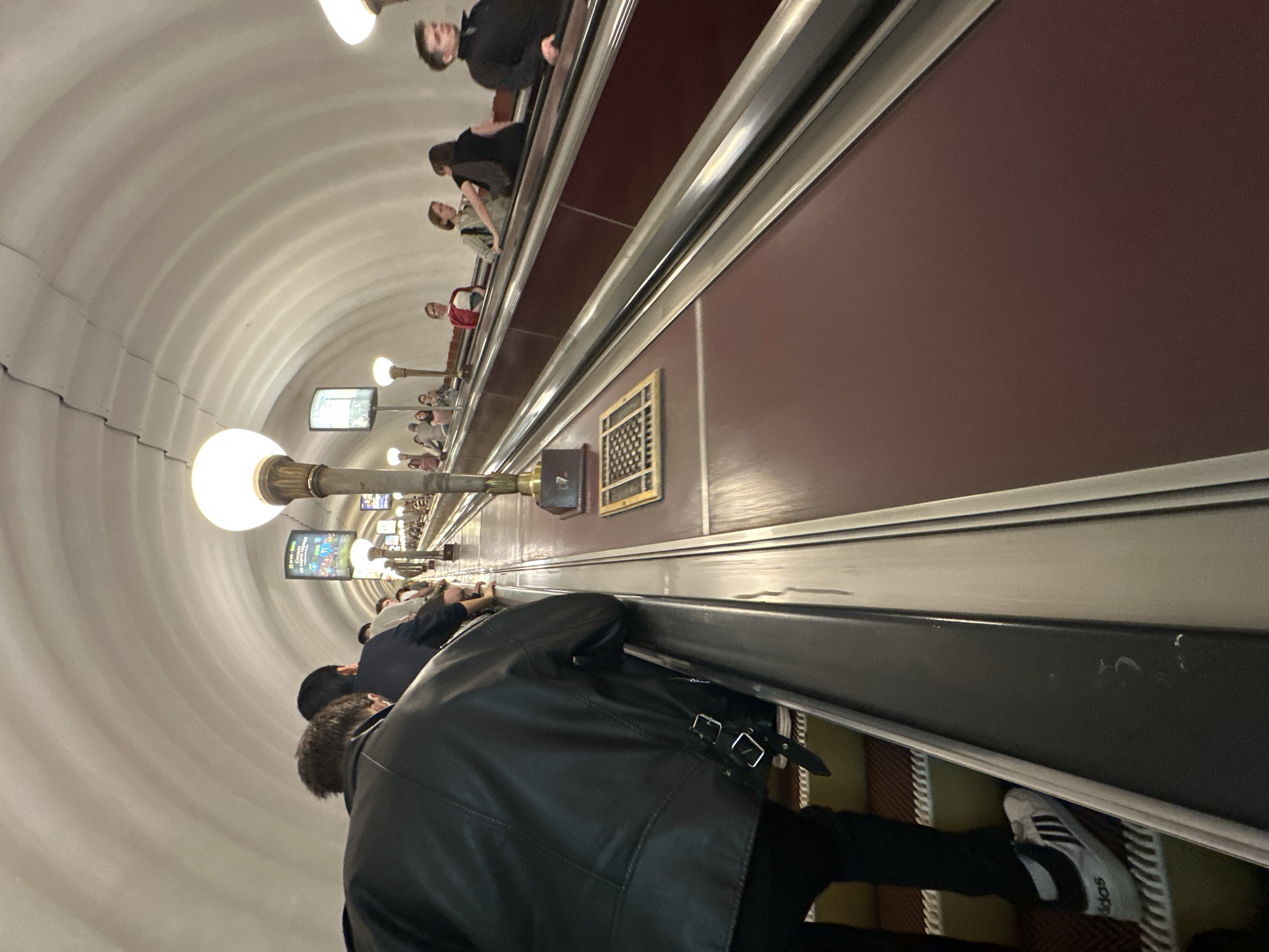 Escalator ride captured at Saint Petersburg metro station