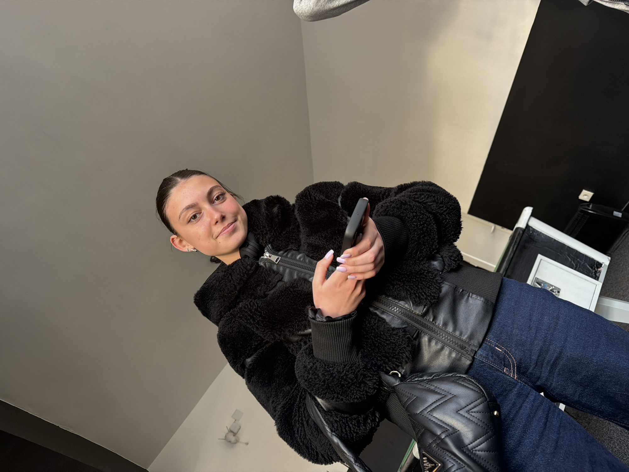 Young men take selfies near window in Veliki Preslav