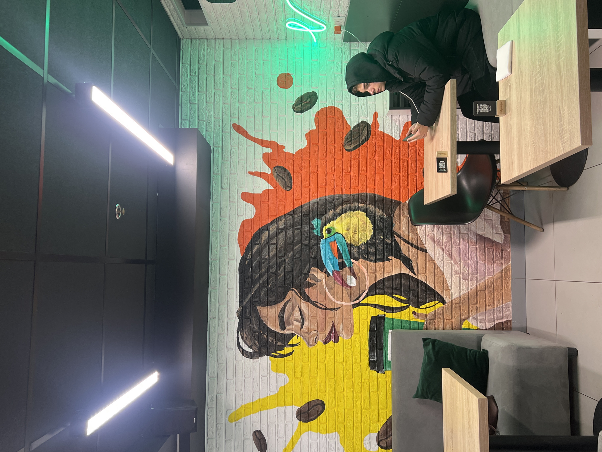 Modern Saint Petersburg establishment features colorful interior mural
