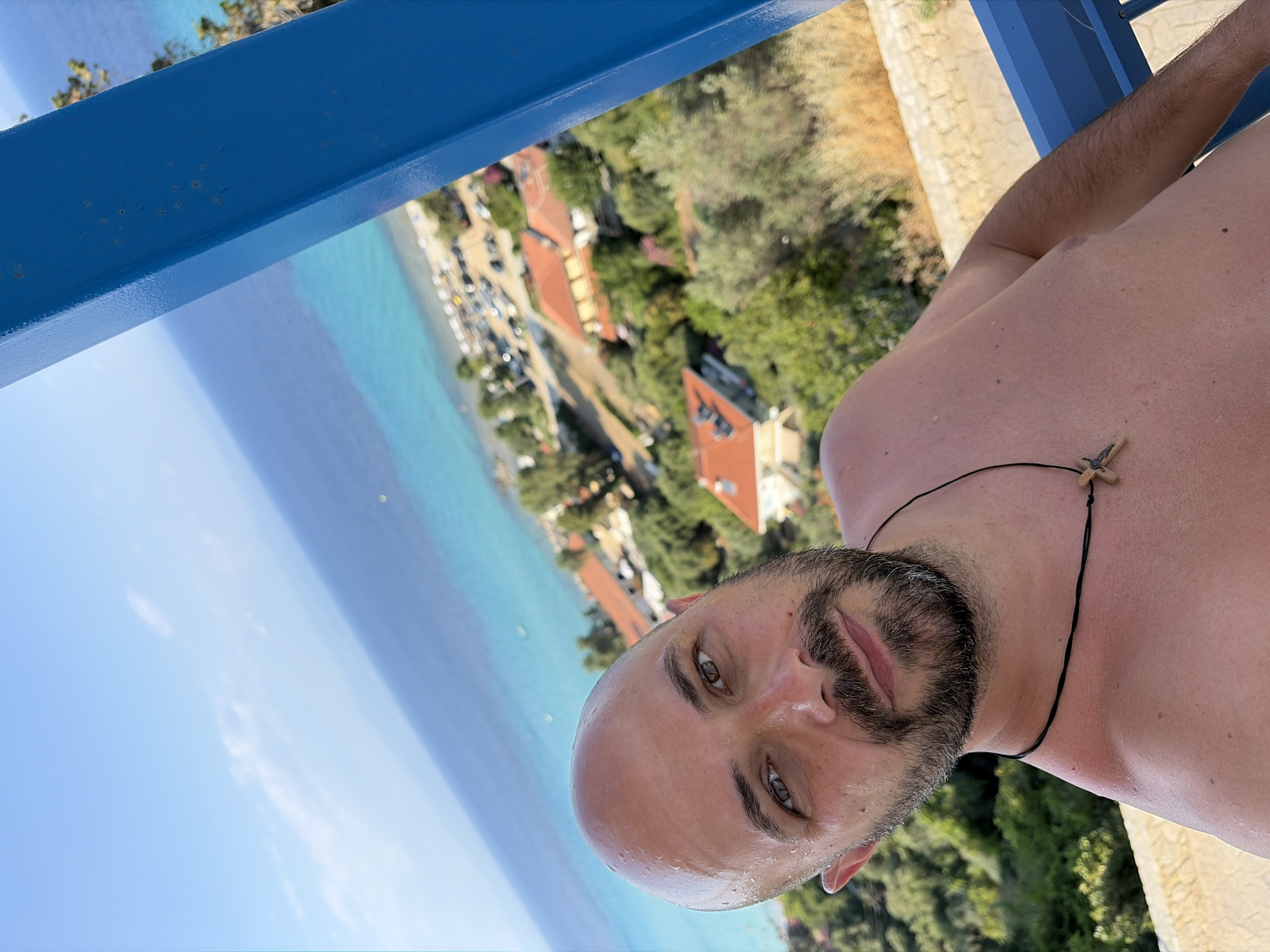 Selfie on the Greek coast, Kassandra, summer afternoon
