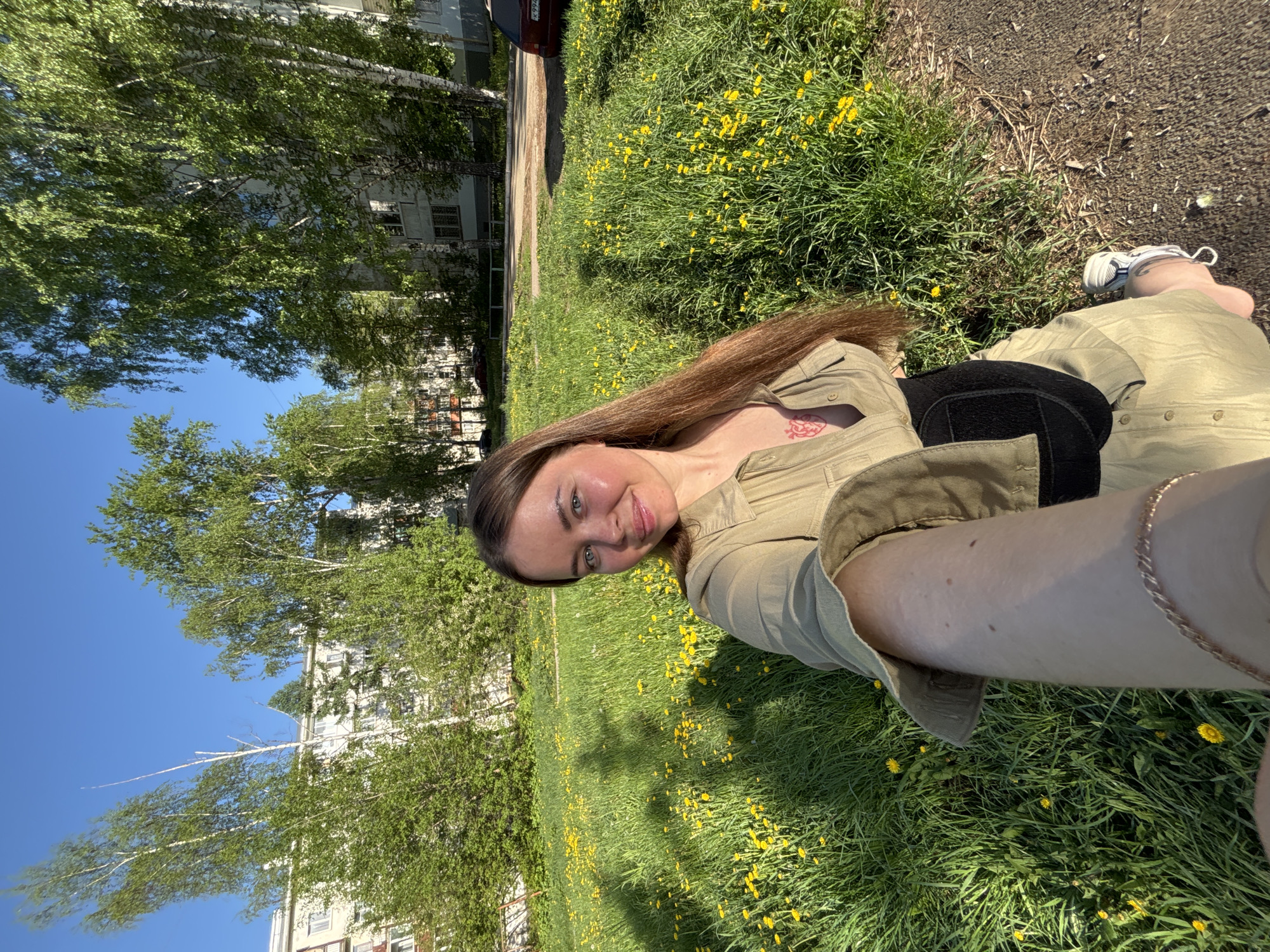 Woman with dog enjoys early morning in Izhevsk park