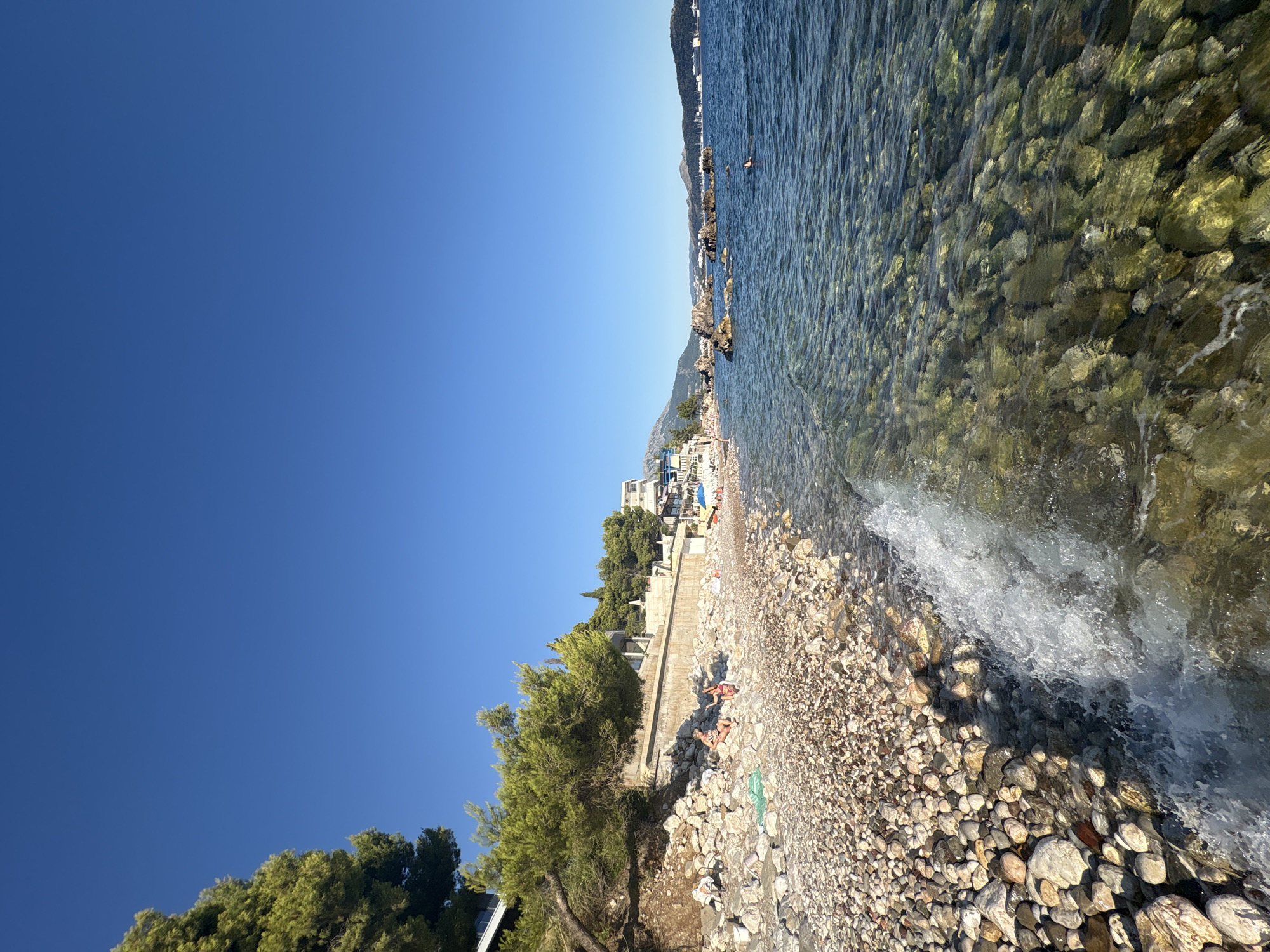 Afternoon on the pebble beaches of Bar, Montenegro