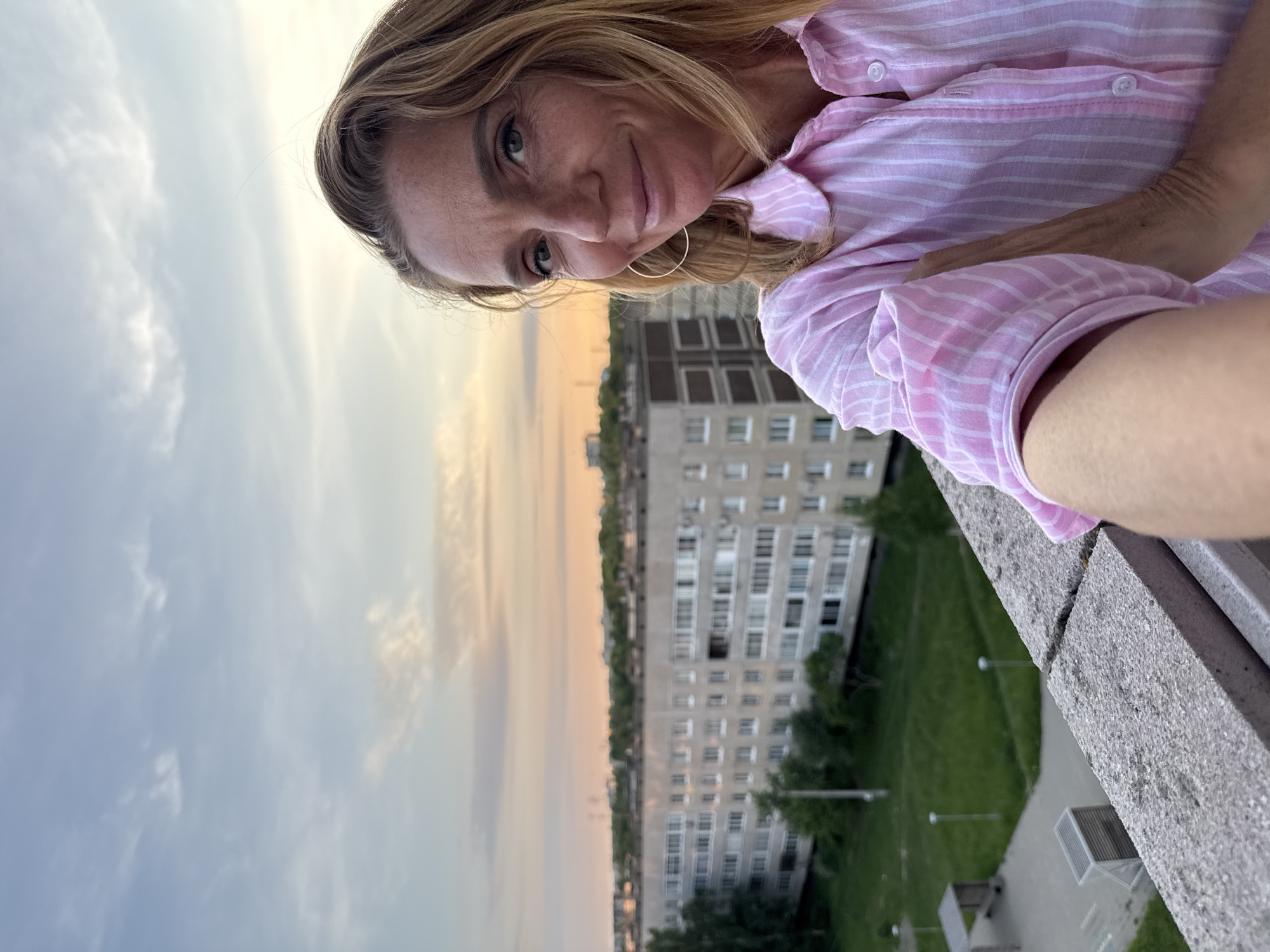 Evening sunset documented across residential Kirishi, Russia