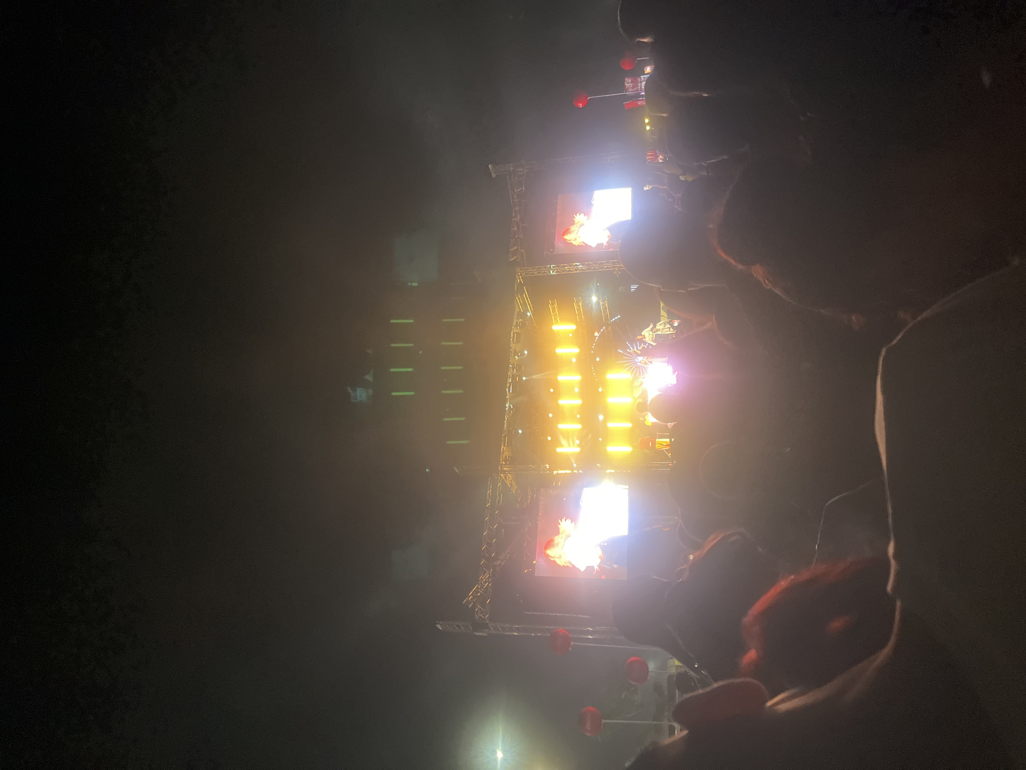 Outdoor music festival crowd at dusk turns into full night show