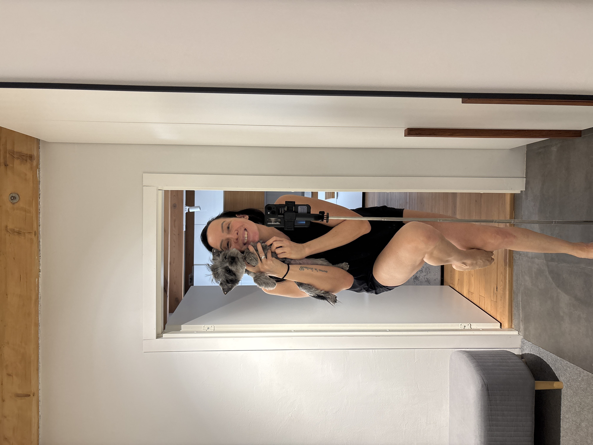 Woman Takes Early Morning Selfies in Chaikovsky Apartment Kitchen