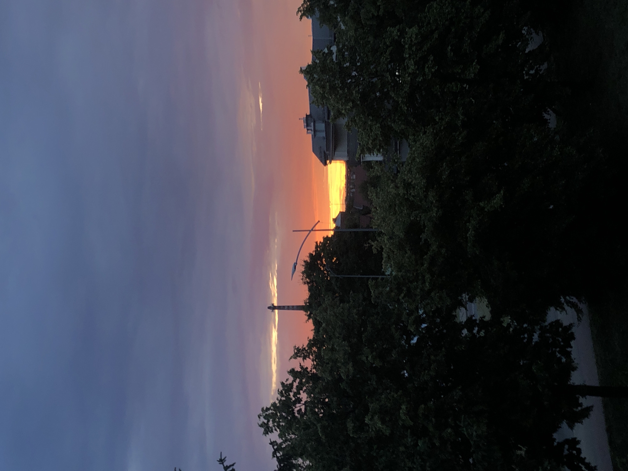 Sunset sky over Pruszcz Gdański, violet to orange