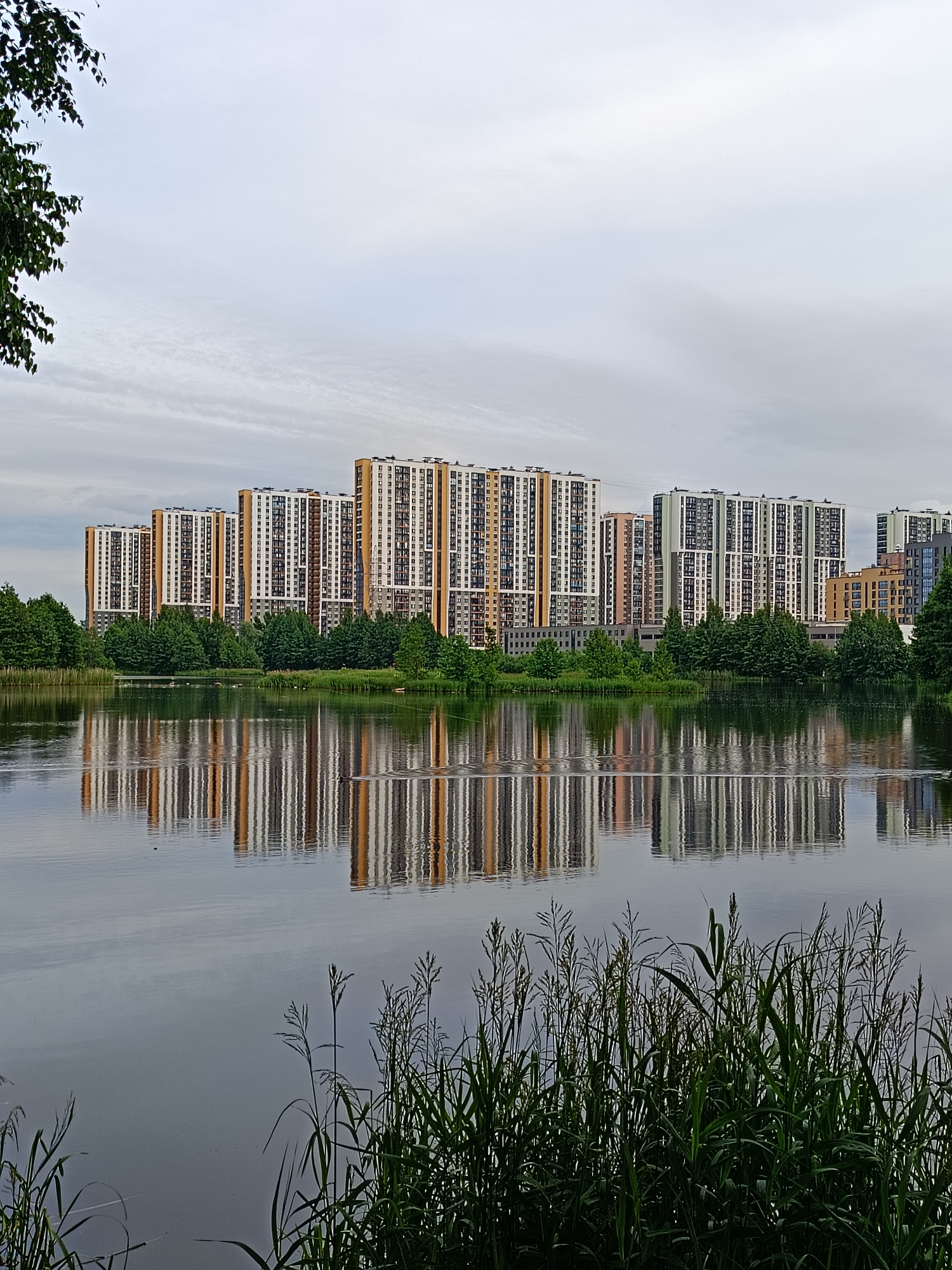 Abandoned brick structure and fishing spots on a Saint Petersburg waterway