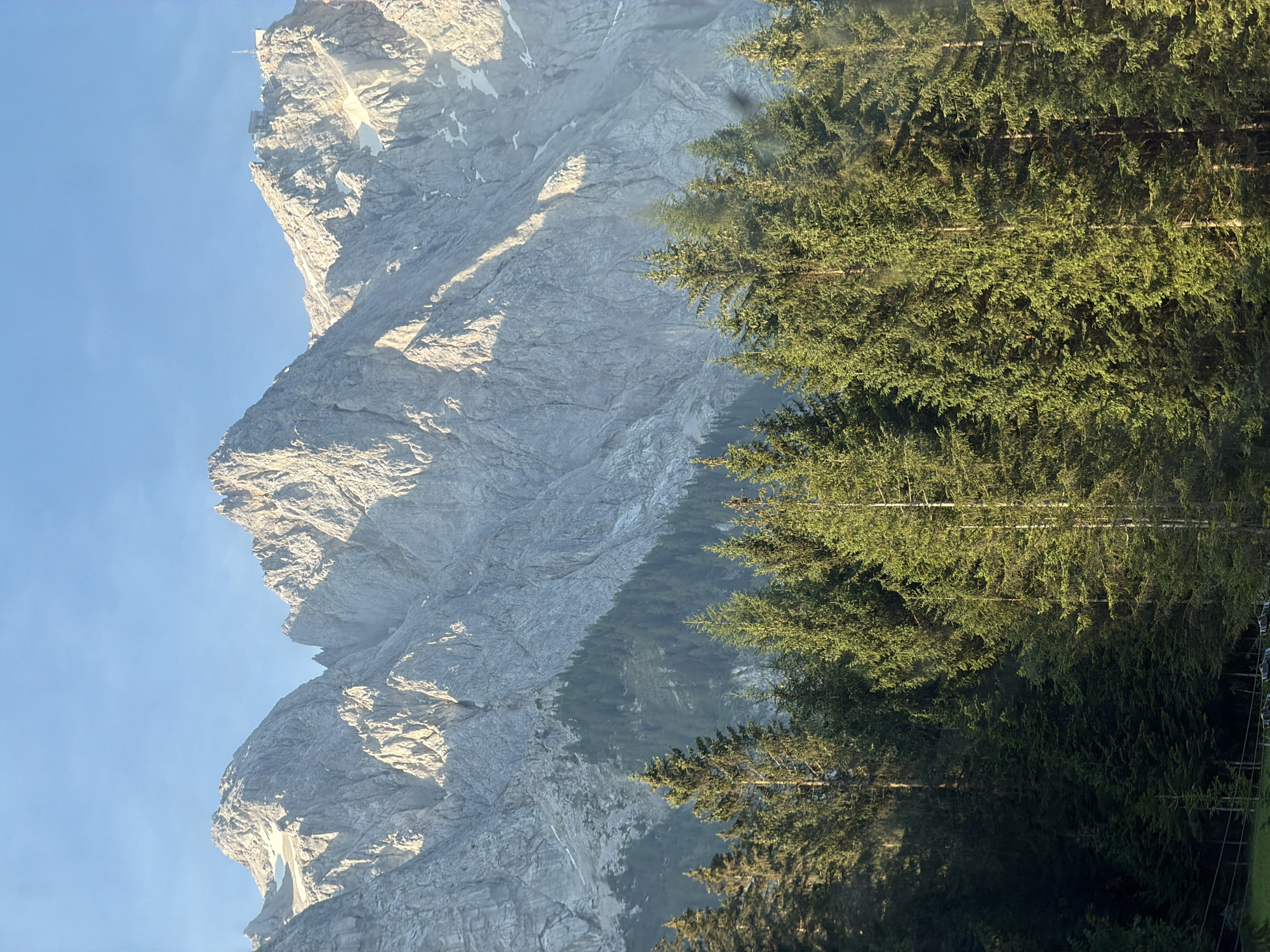Zugspitze at golden hour, Grainau forests below