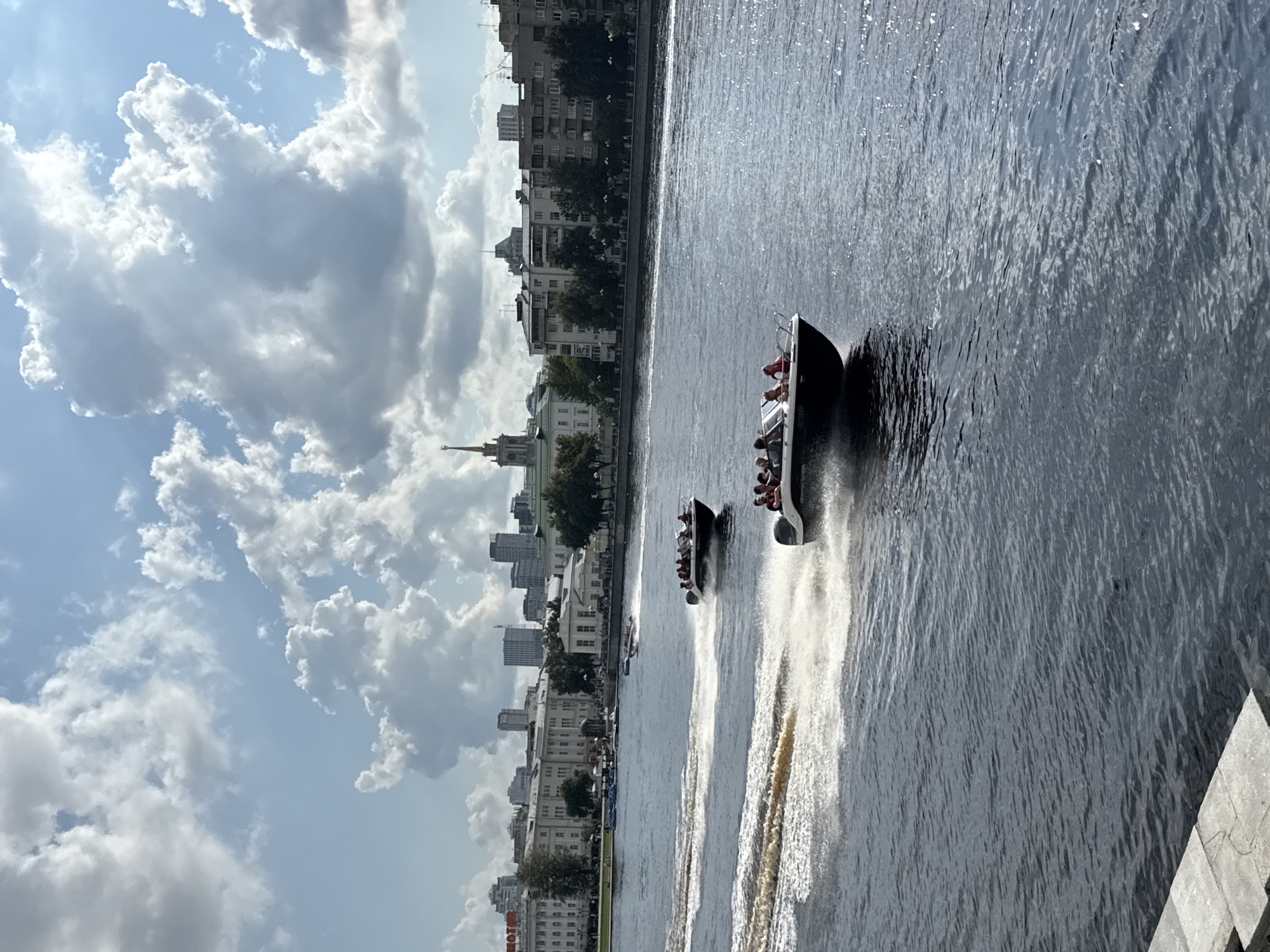 Busy summer afternoon on Yekaterinburg's Iset River embankment