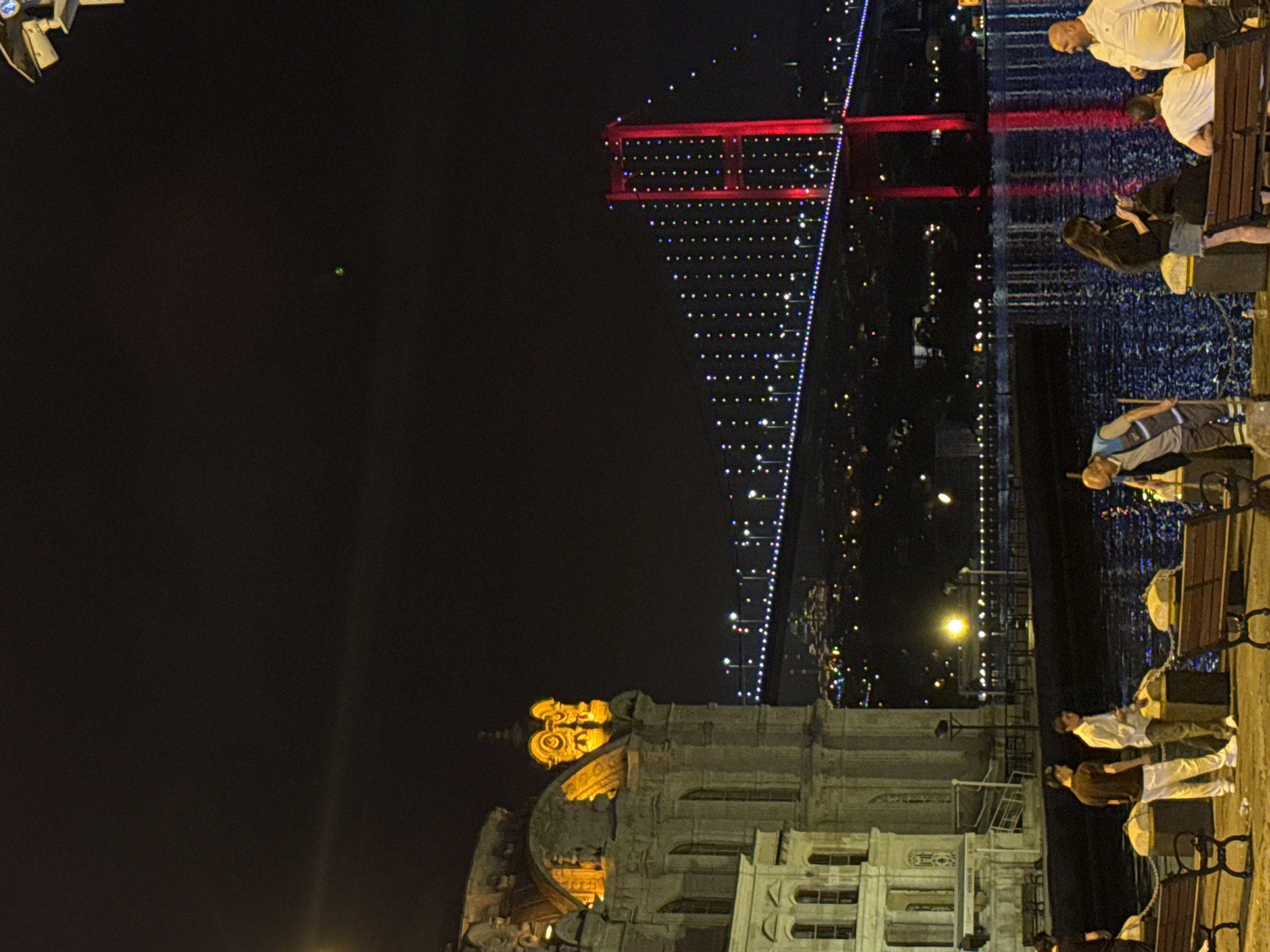 Beşiktaş at night: mosque and Bosphorus Bridge illuminated