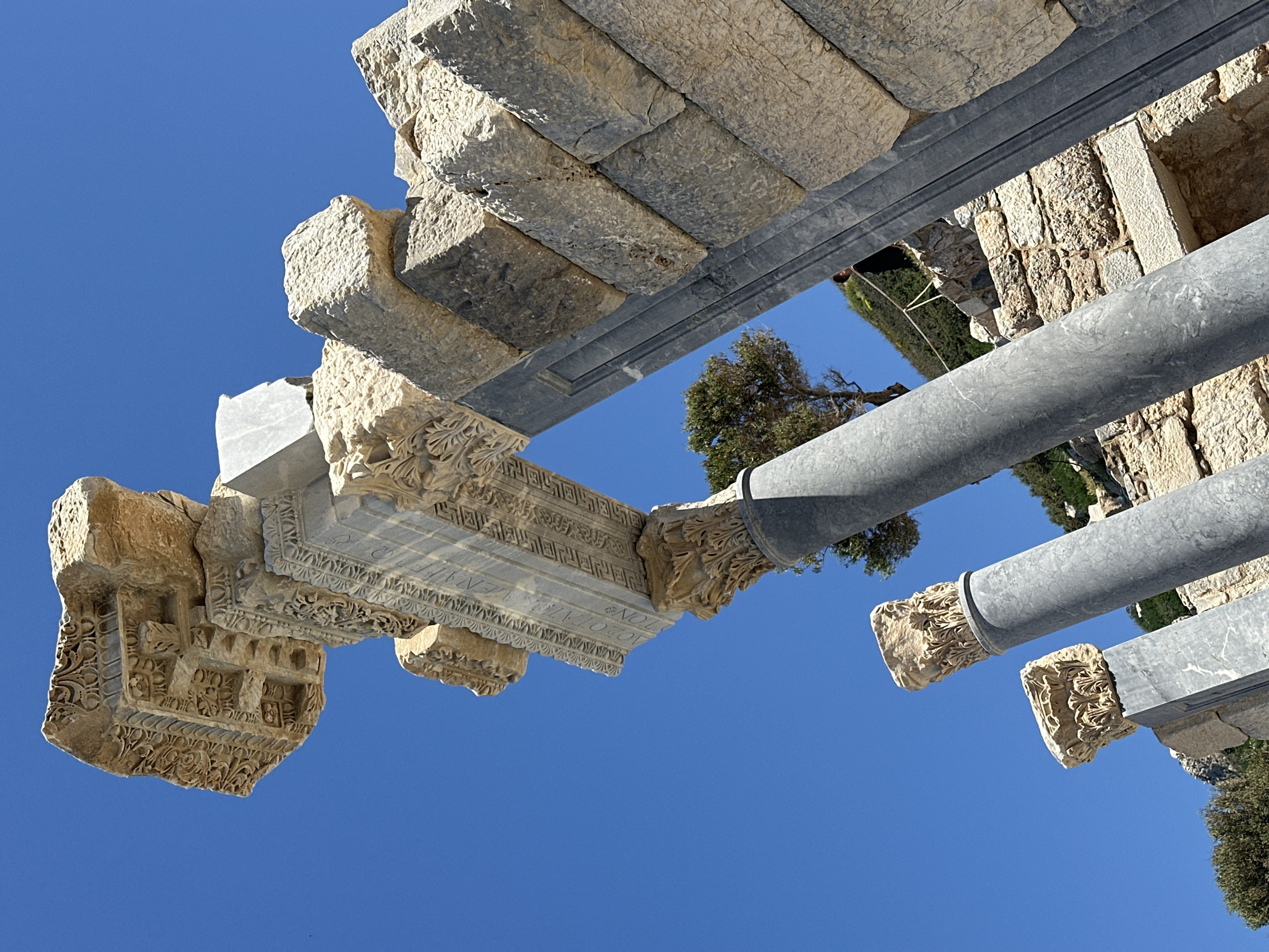 Tourist captures ancient ruins and lighthouse in Datça, Turkey
