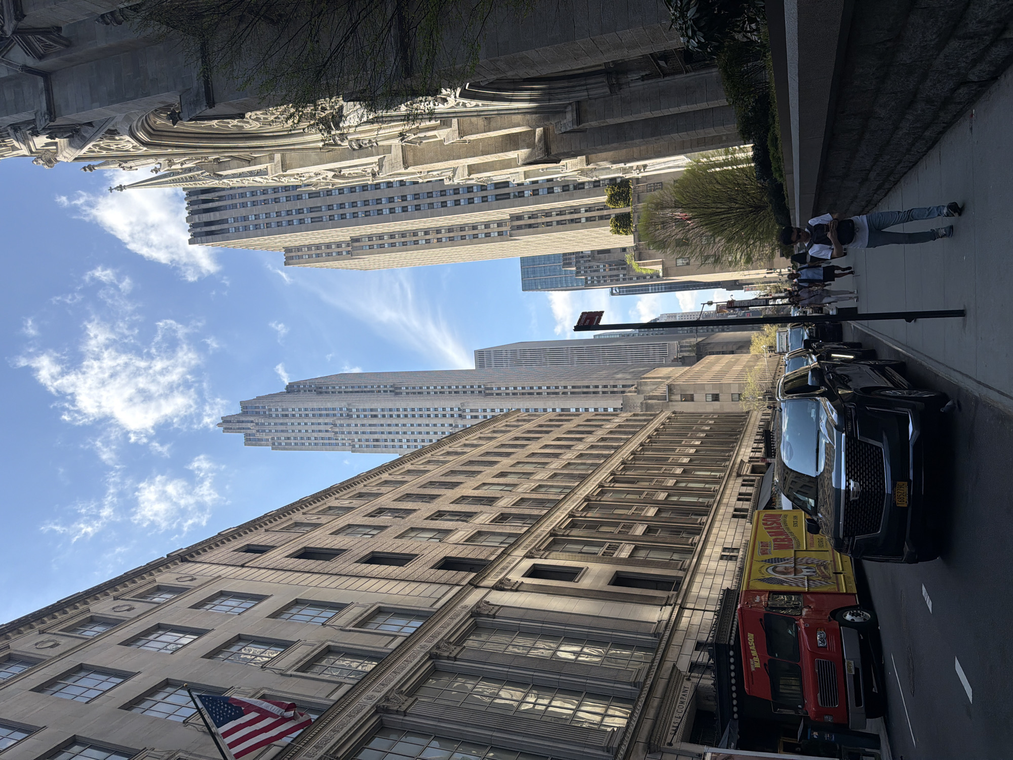 NYC street photography captures upward view of buildings