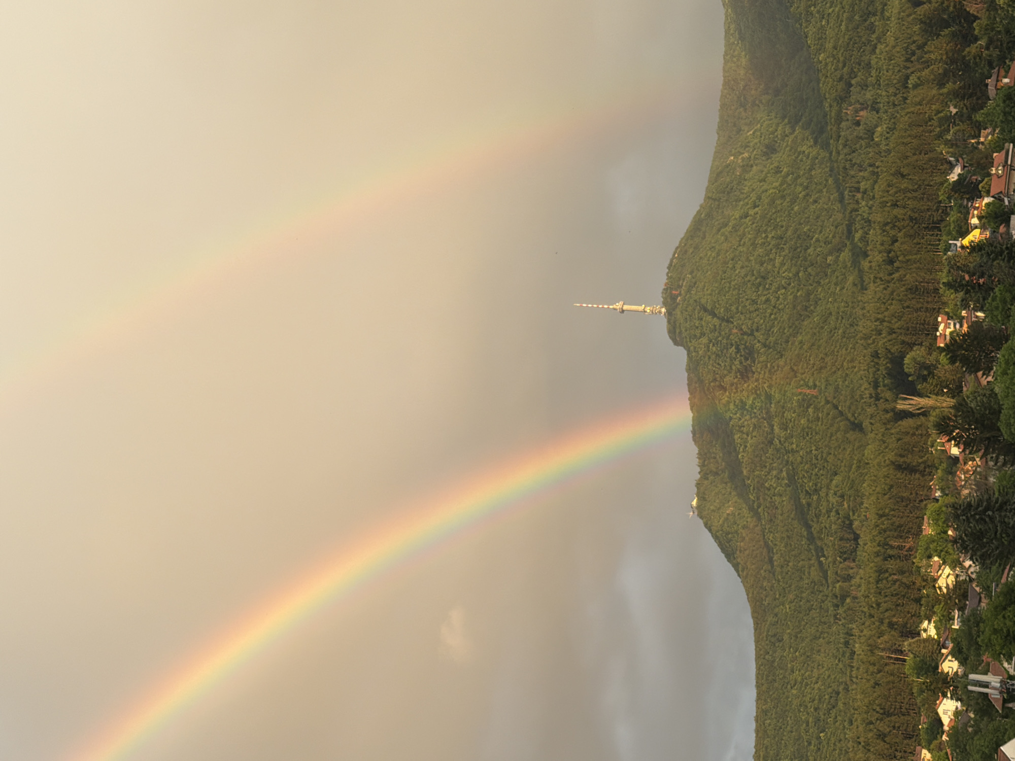 Double rainbow over Vitosha Mountain and Sofia's rooftops