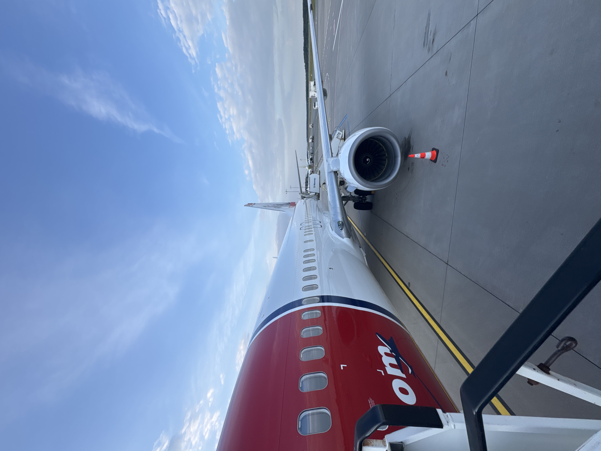 Boarding a Norwegian Air flight on a Latvian tarmac