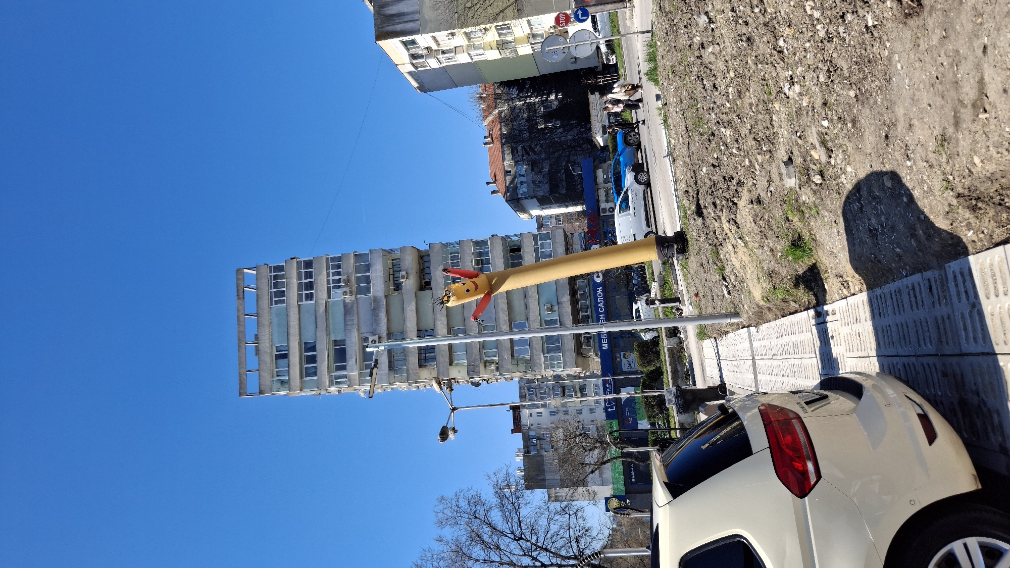 Man photographed against blue sky in Varna, Bulgaria