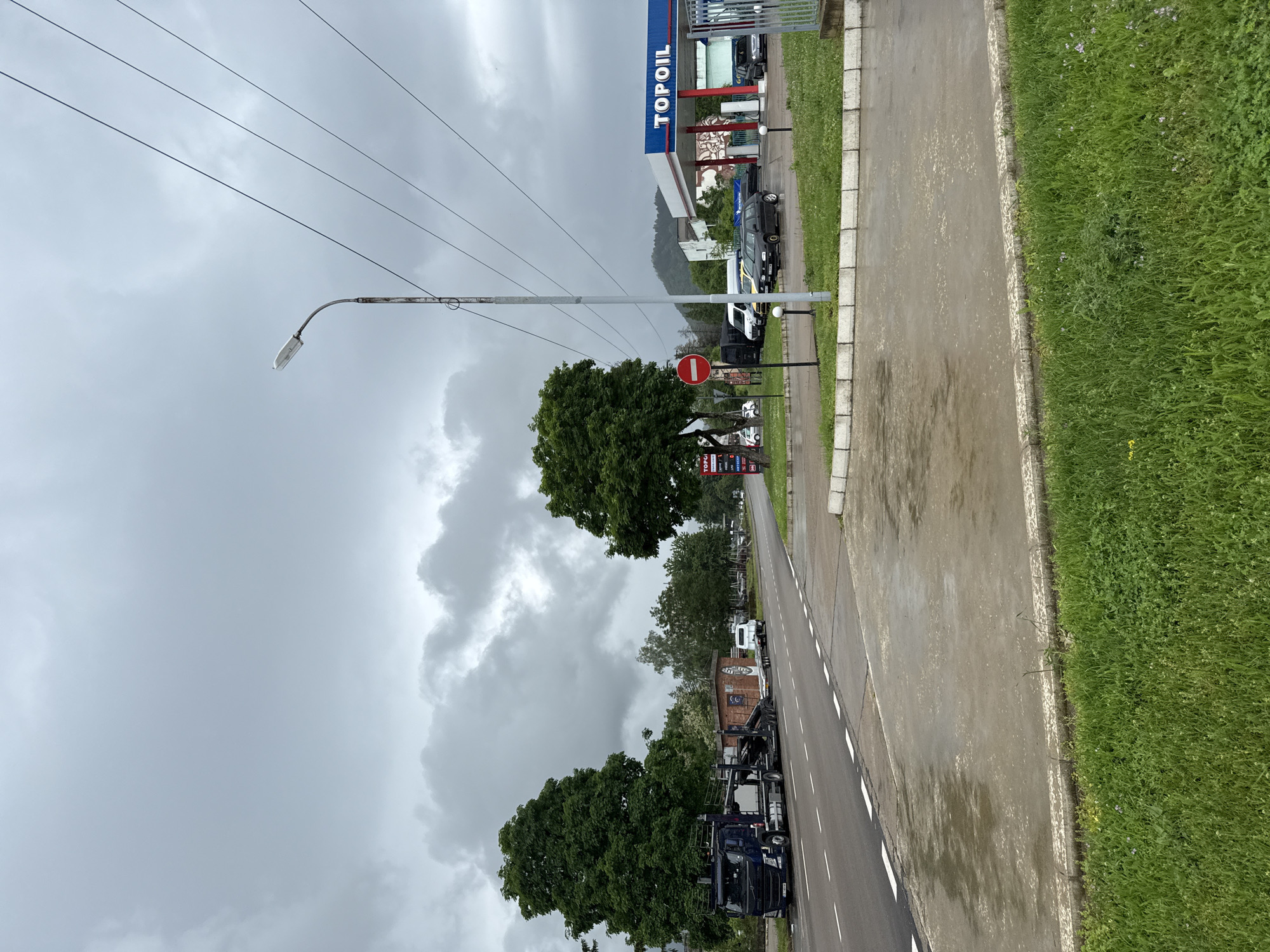 Overcast morning documented at Berkovitsa gas station, Bulgaria