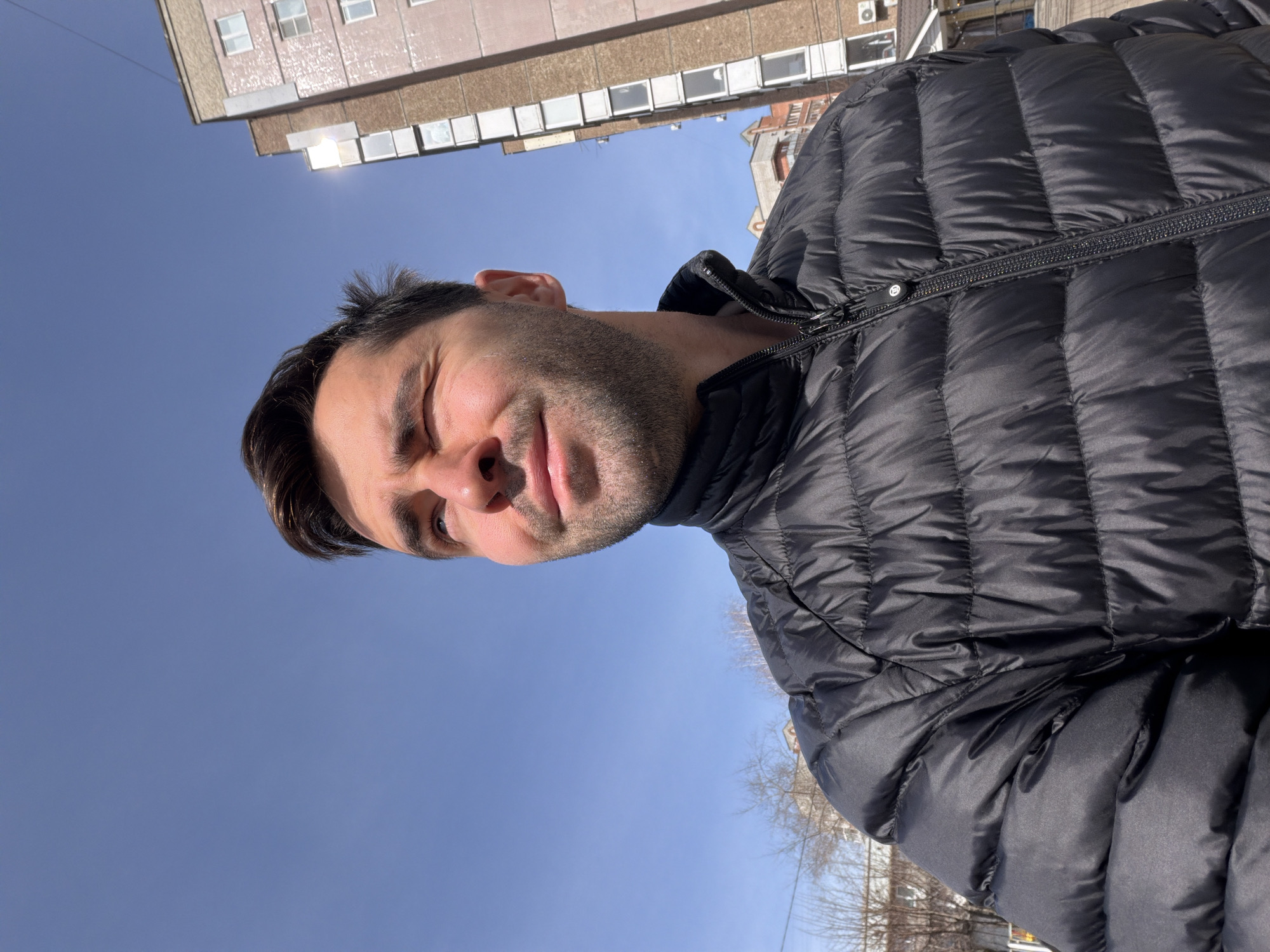 Man photographed outdoors in early morning Krasnoyarsk