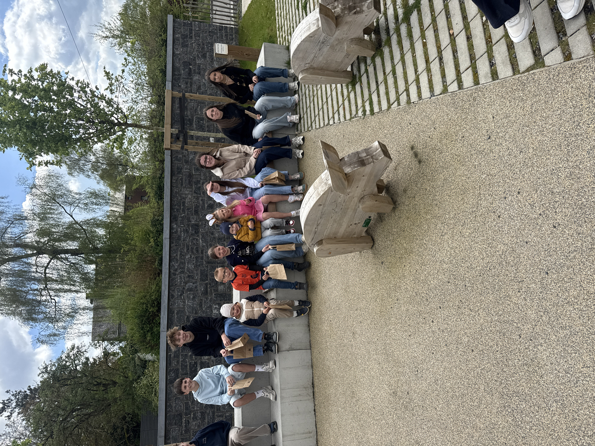 School group holds outdoor activity with games in Belgium