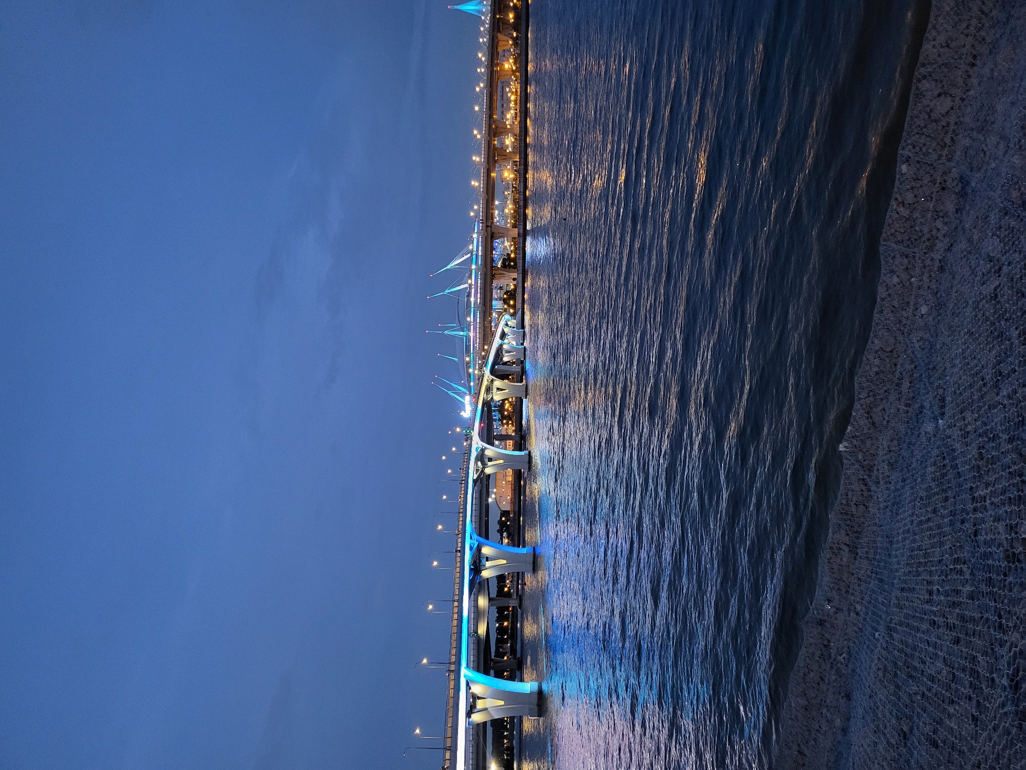 Saint Petersburg's WHSD and Gazprom Arena lit up at night