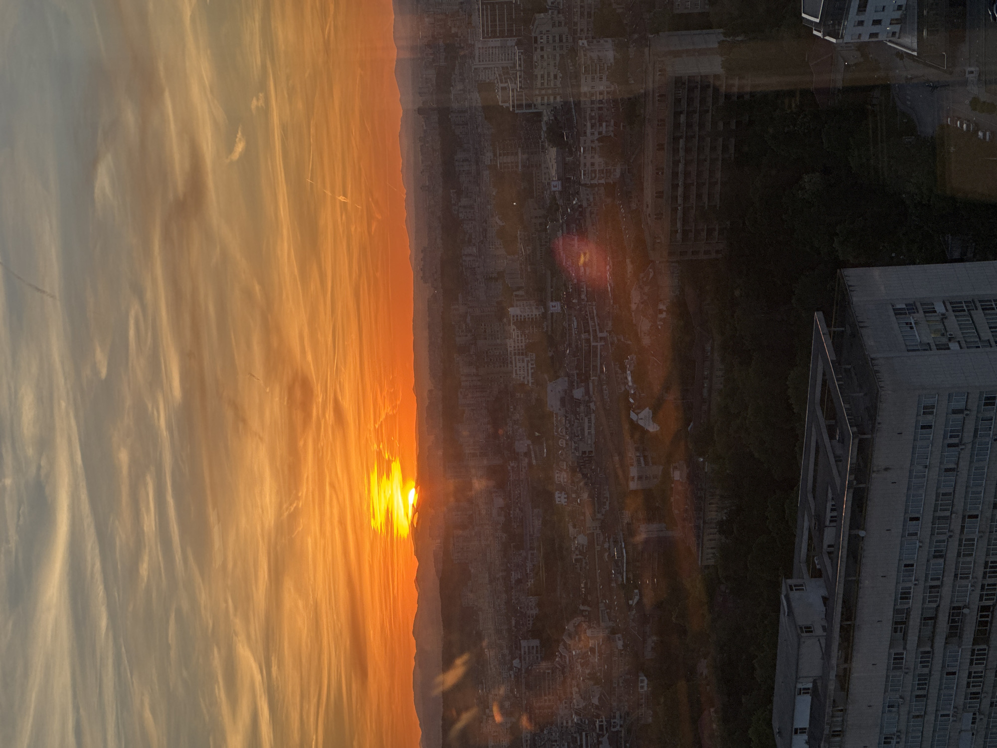 Sunset over Sofia captured from multiple high-rise vantage points