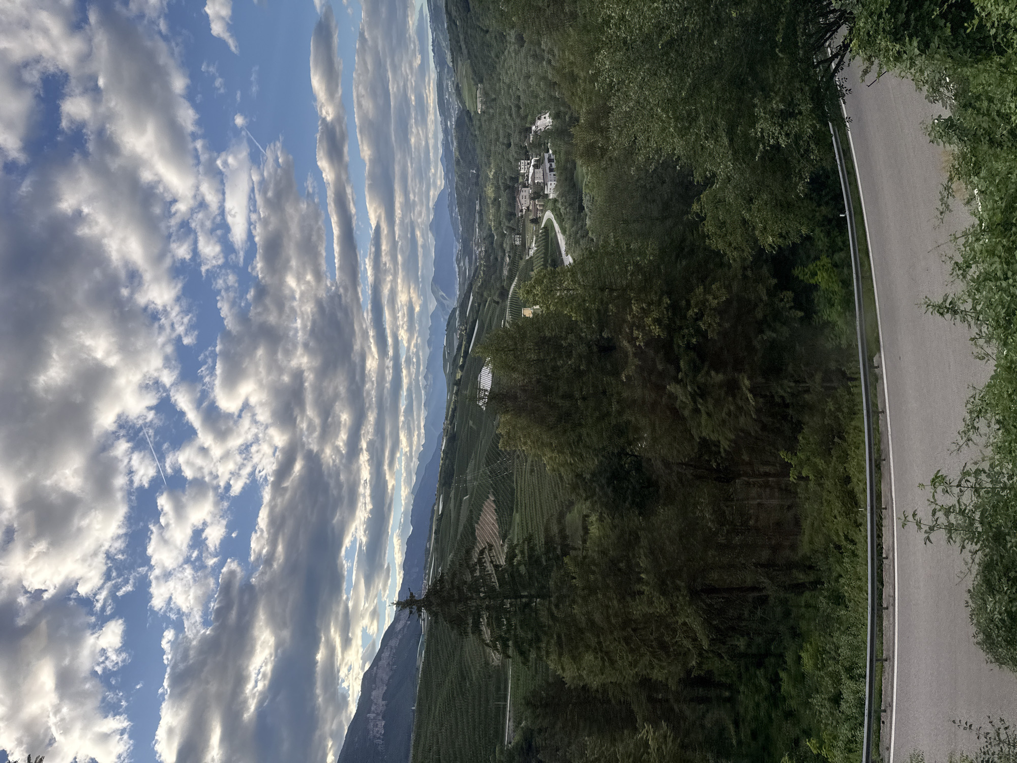 Winding mountain road through green hills near Spormaggiore