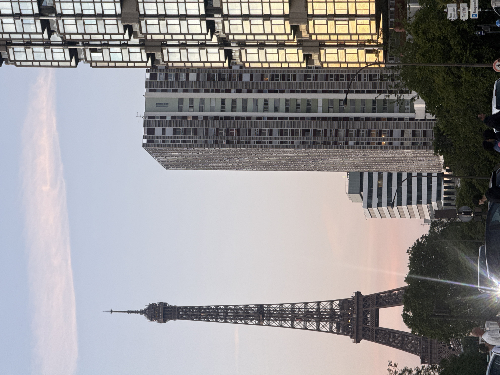 Eiffel Tower photographed at dusk in Paris