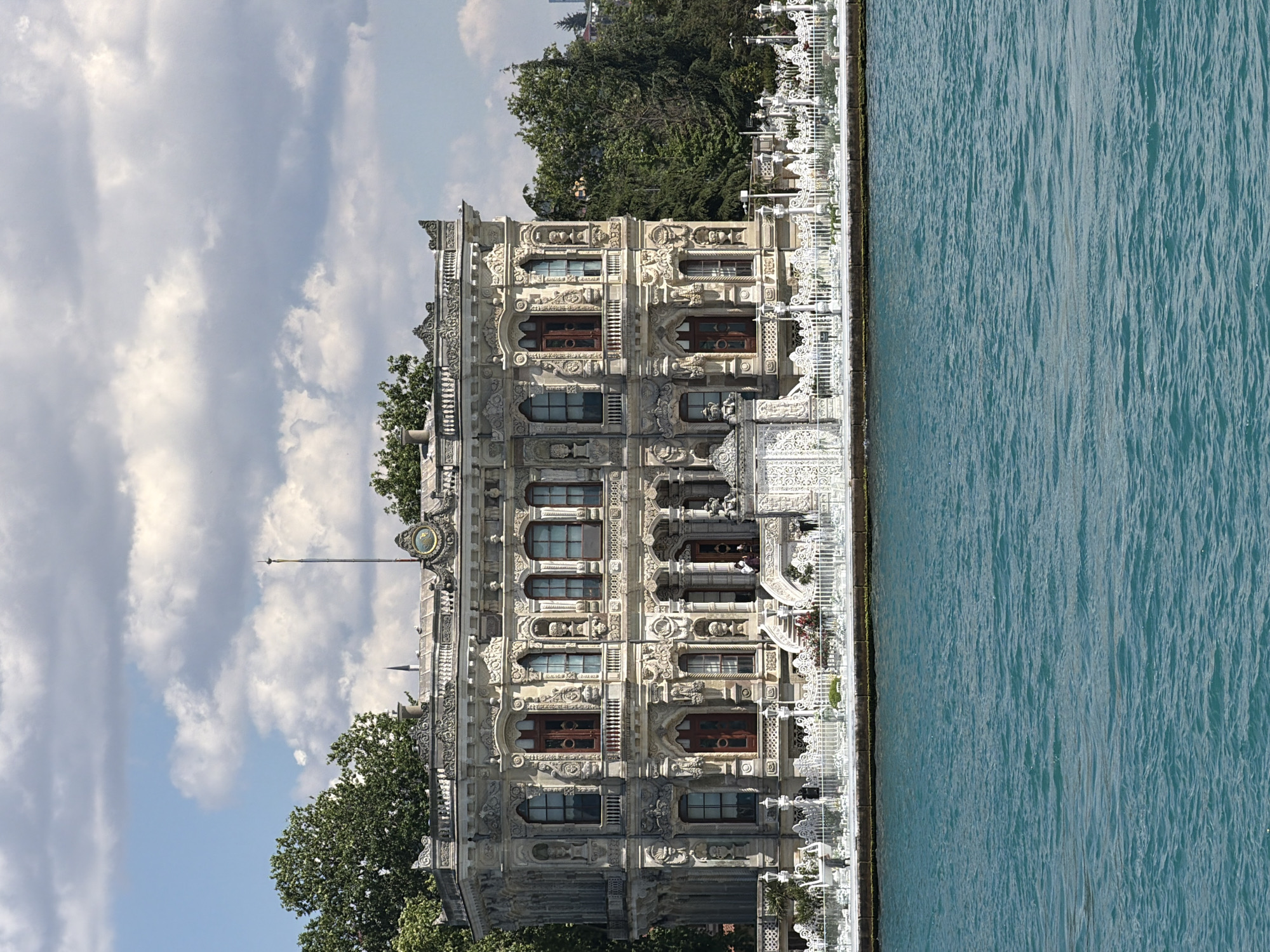 Bosphorus boat tour passes Istanbul's historic waterfront palaces
