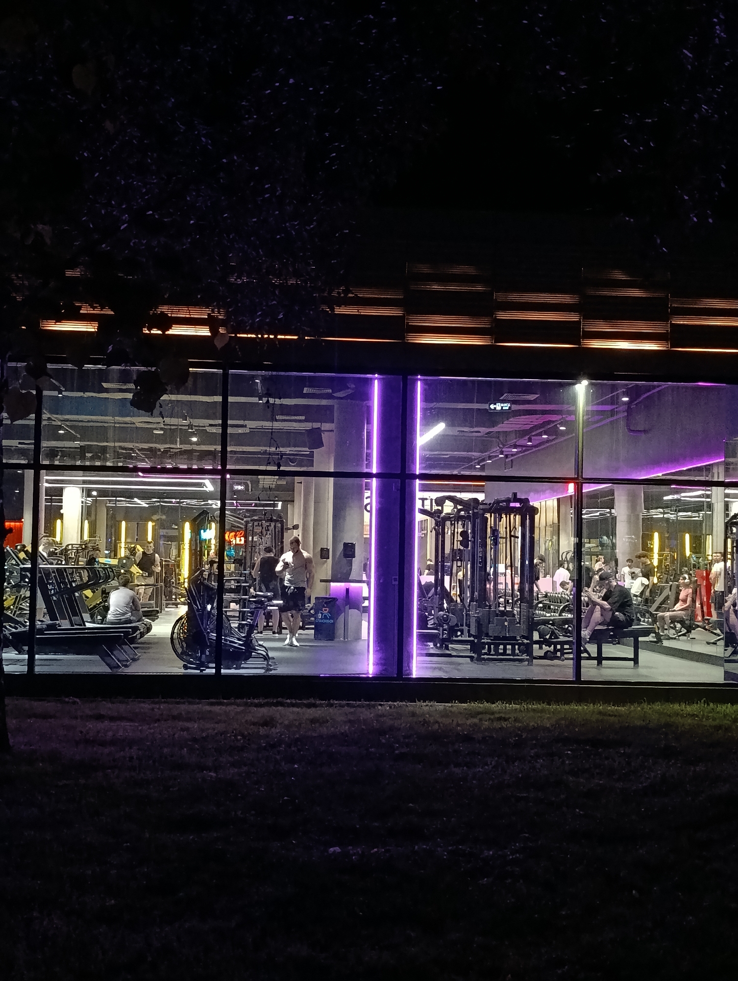 Evening fitness center scene observed in Moscow