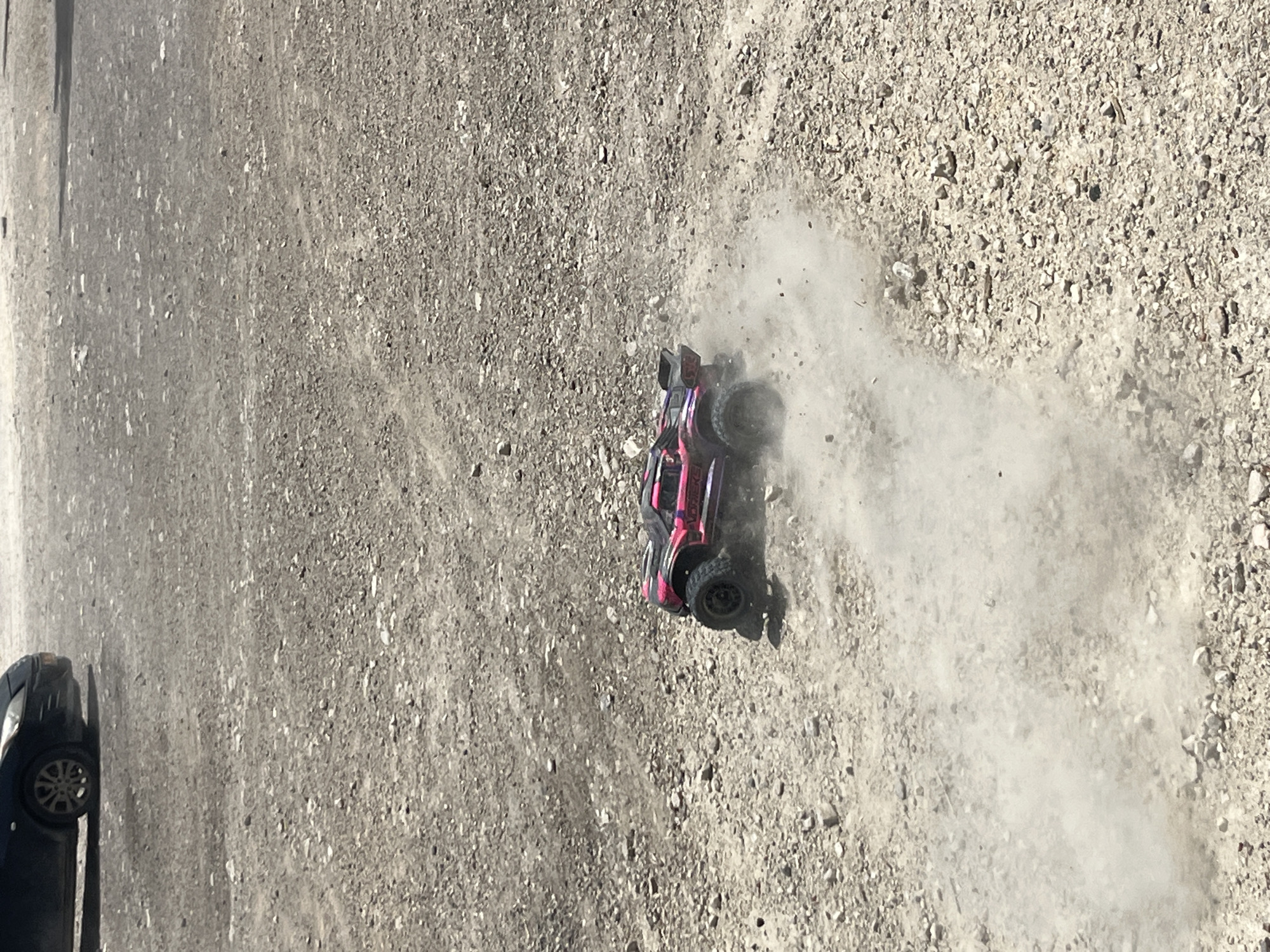 RC car spotted doing donuts in Israeli gravel lot