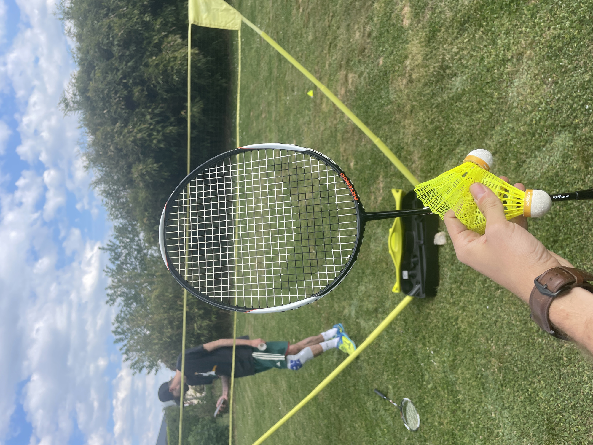 Outdoor badminton session documented in La Chapelle-Bertrand, France
