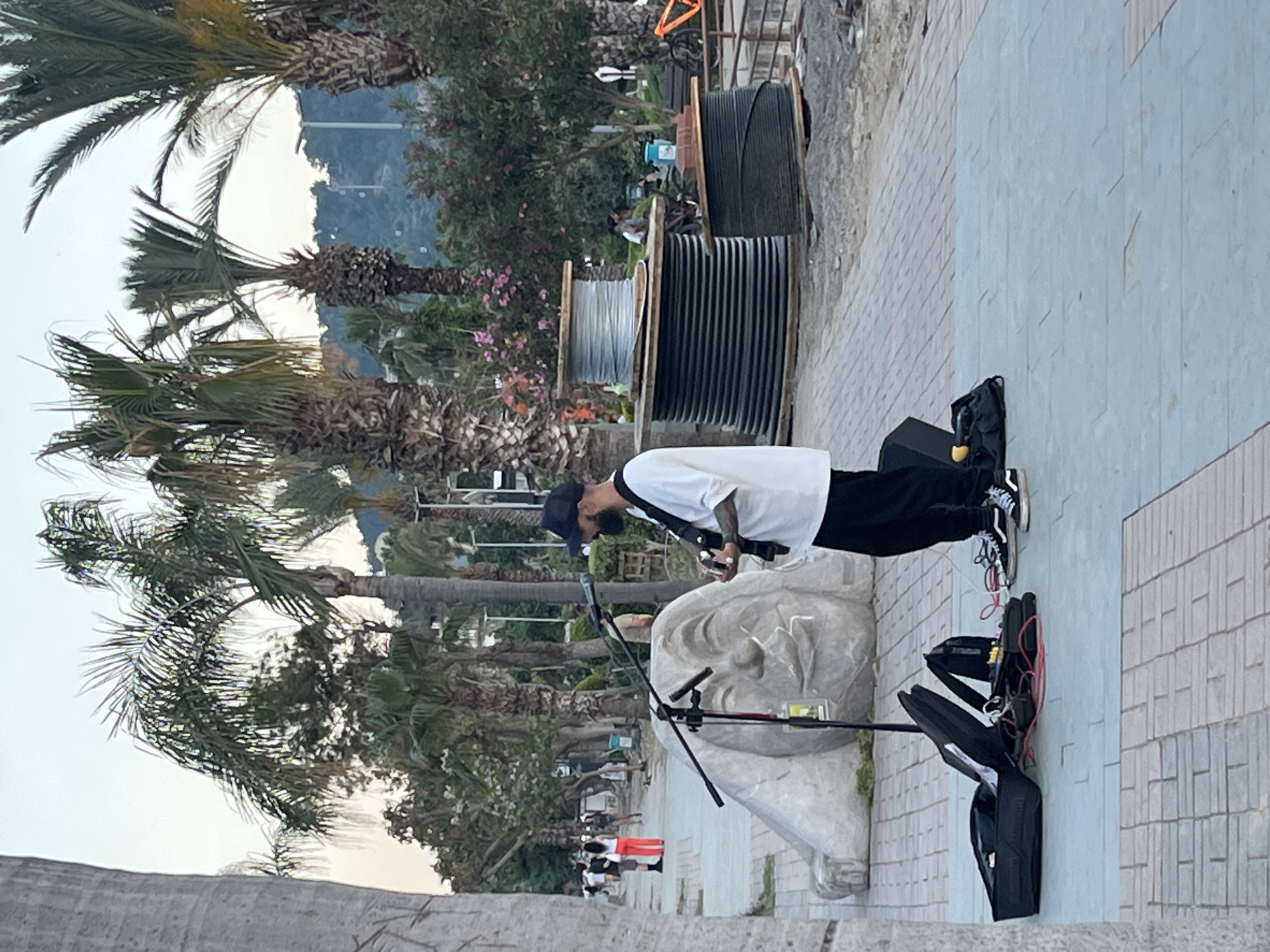 Street musician performs at sunset in Alanya, Turkey