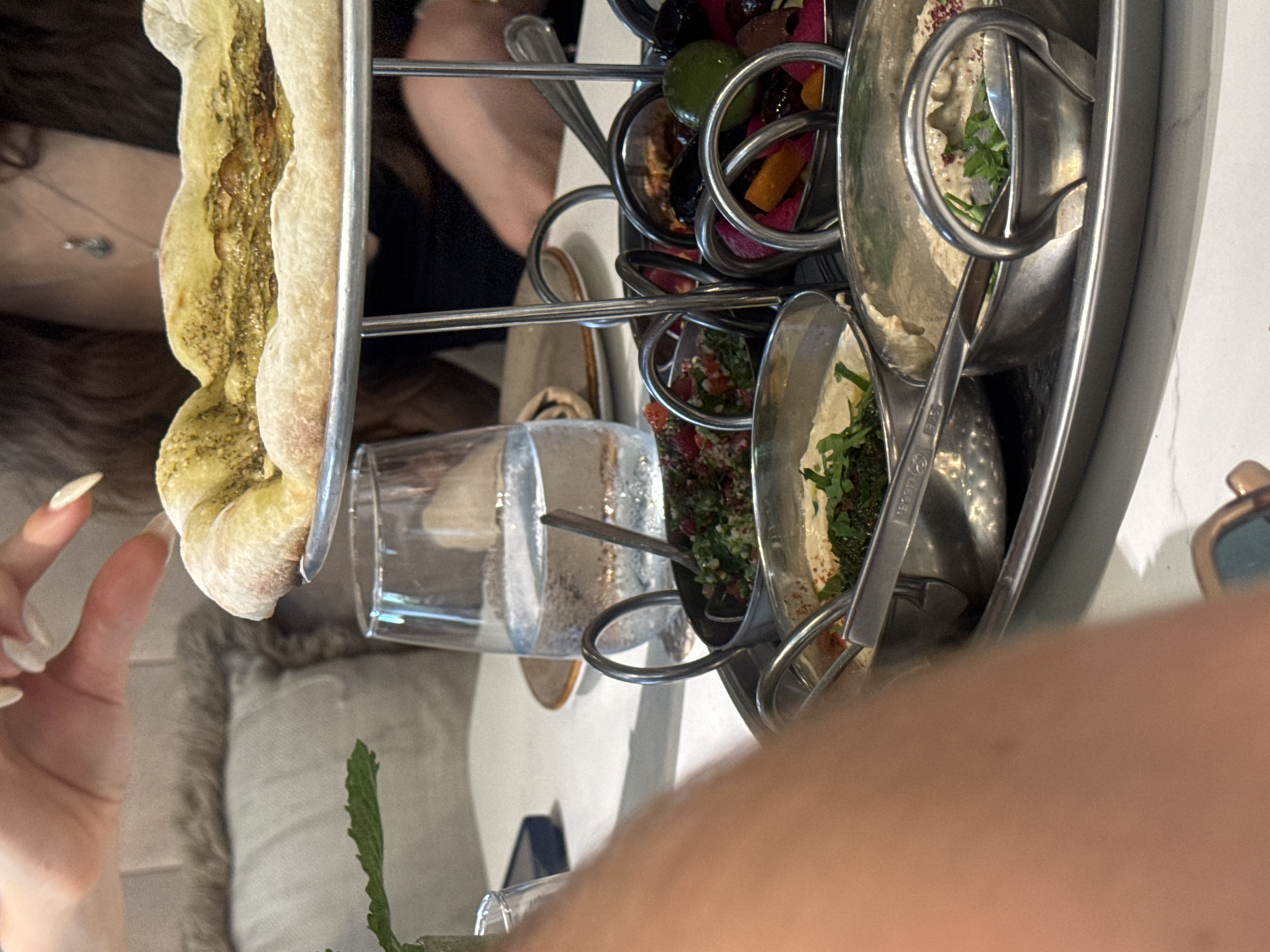 Mediterranean mezze spread at an Aventura restaurant
