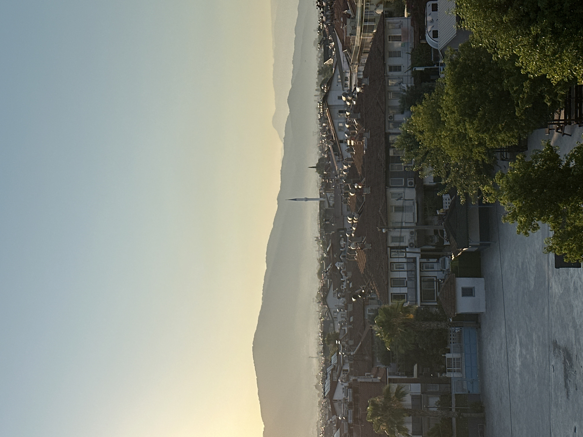 Sunrise over Fethiye, Turkey, from an open plaza