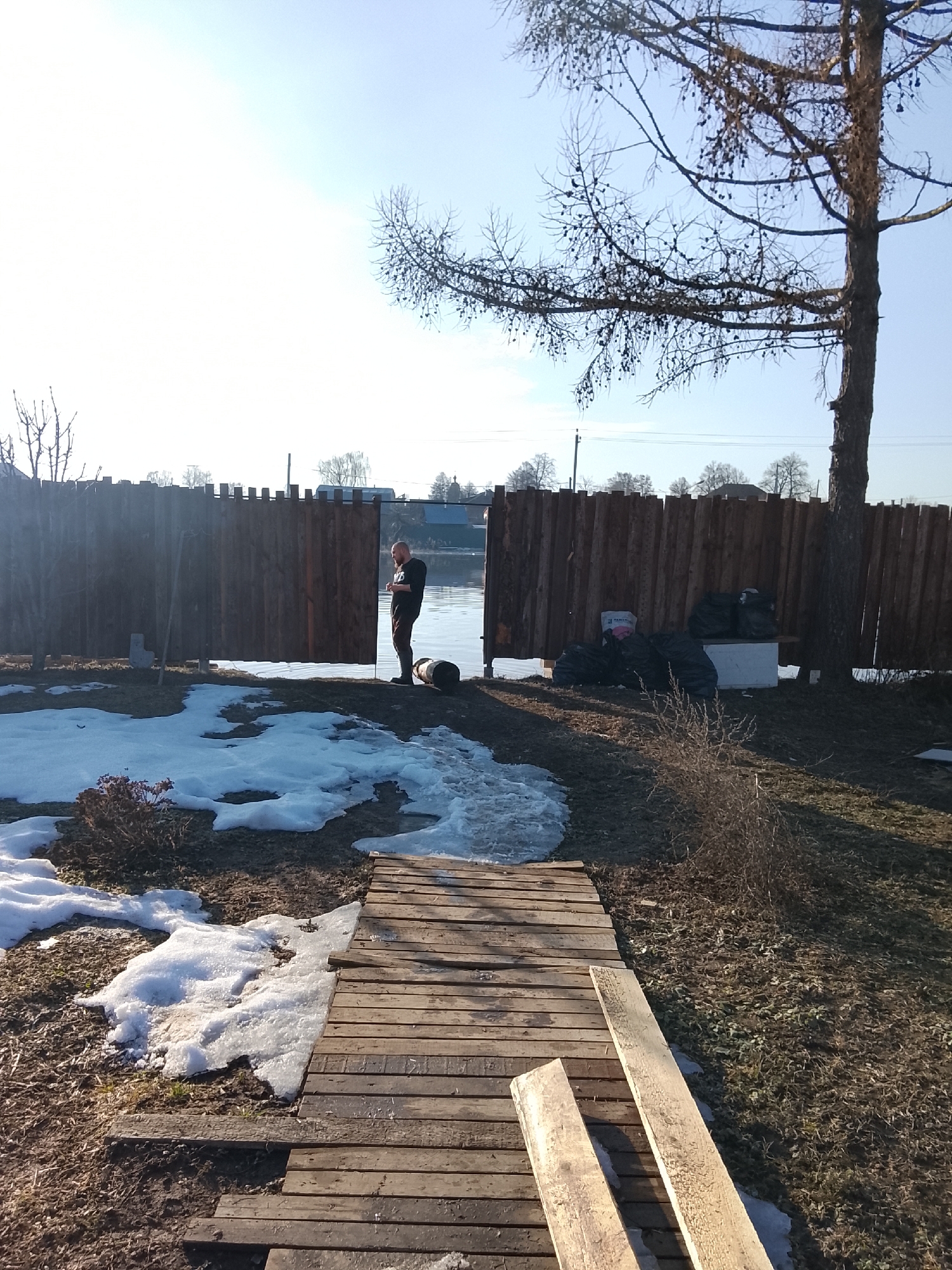 Spring flooding documented in rural Russian village