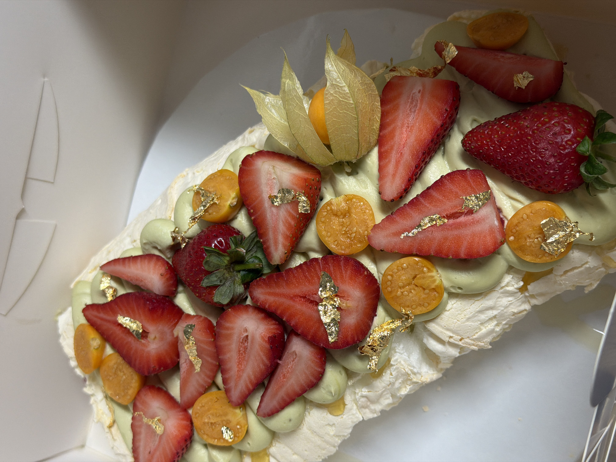 Decorated cake with strawberries spotted in Ramat Gan