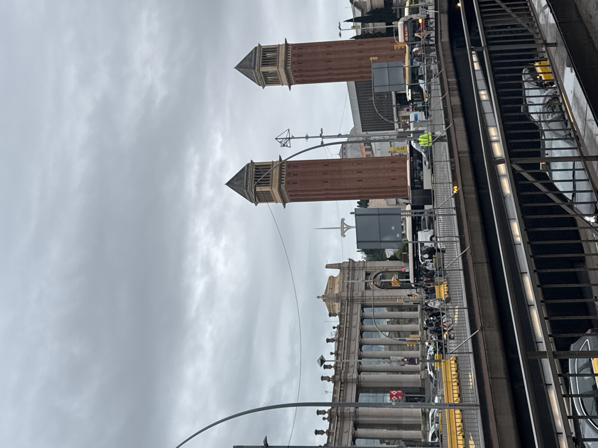 Barcelona landmarks photographed under cloudy skies Monday morning