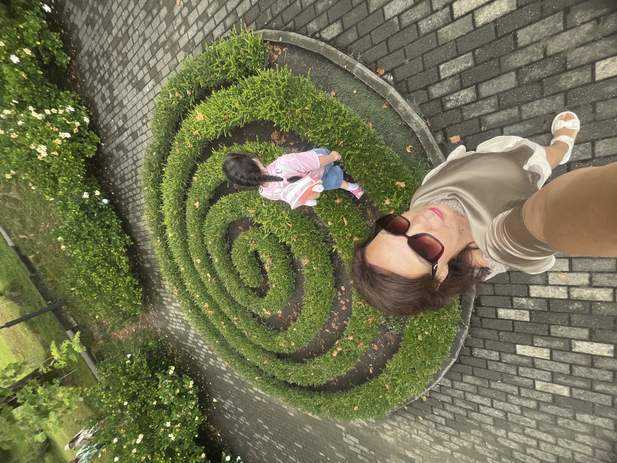 Selfies on a sunny staircase in a Sochi park