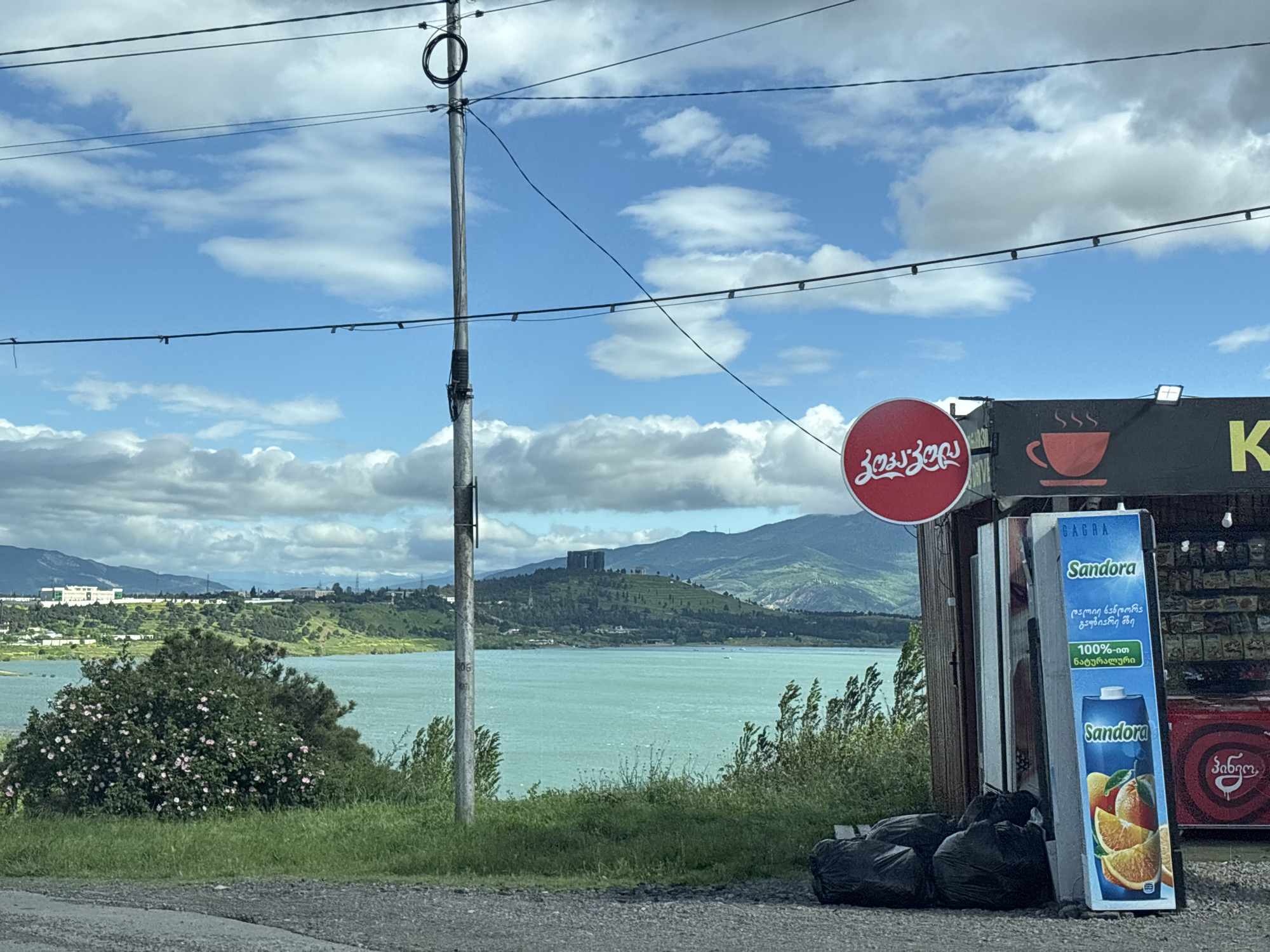 Roadside scenes documented near Tbilisi lakeside area