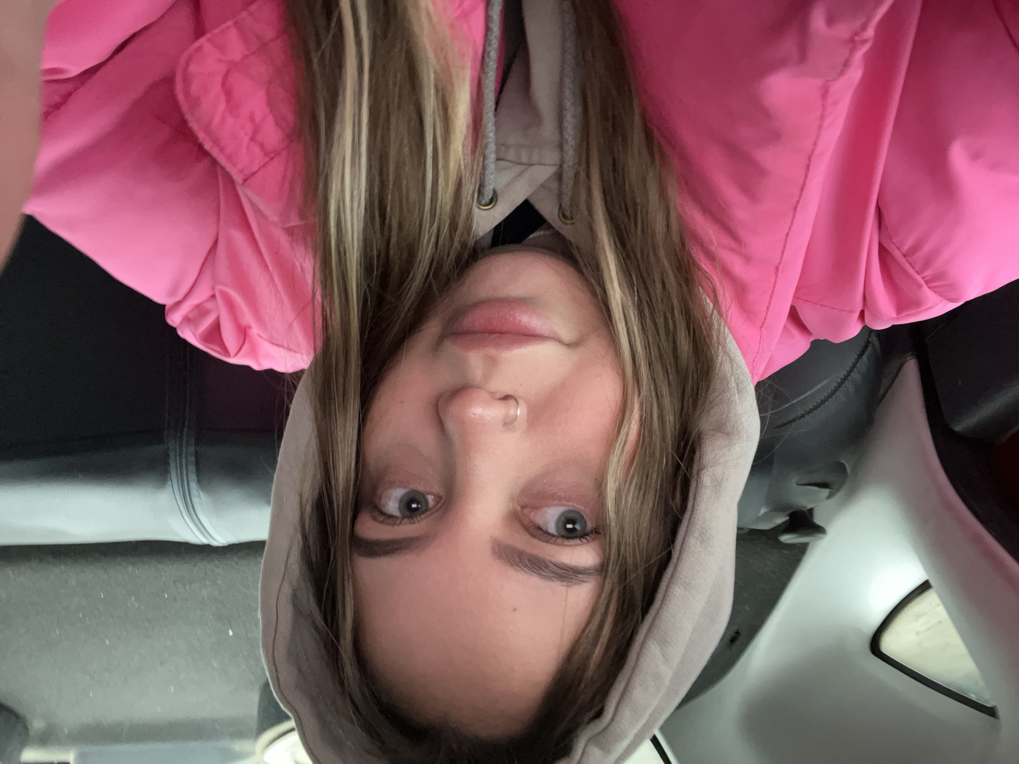Woman documents afternoon selfie session in rural Russia