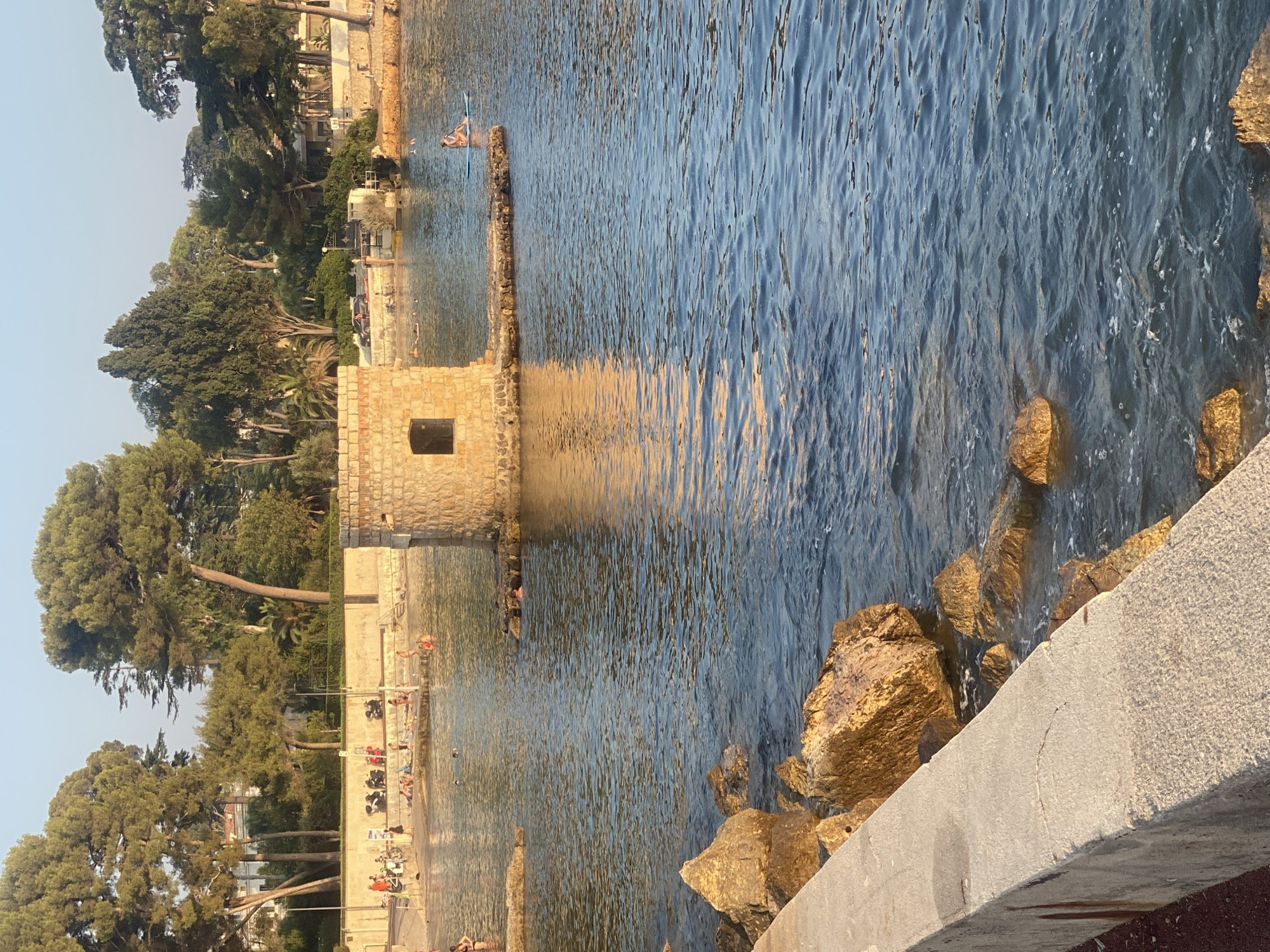 Antibes coastline and streets in late afternoon light