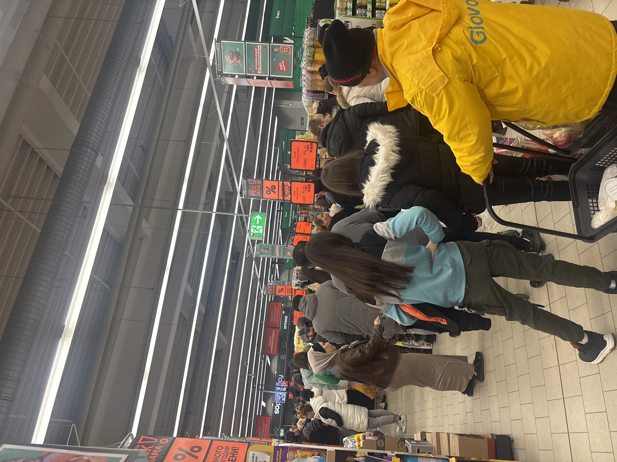 Long supermarket queue forms in Plovdiv, Bulgaria