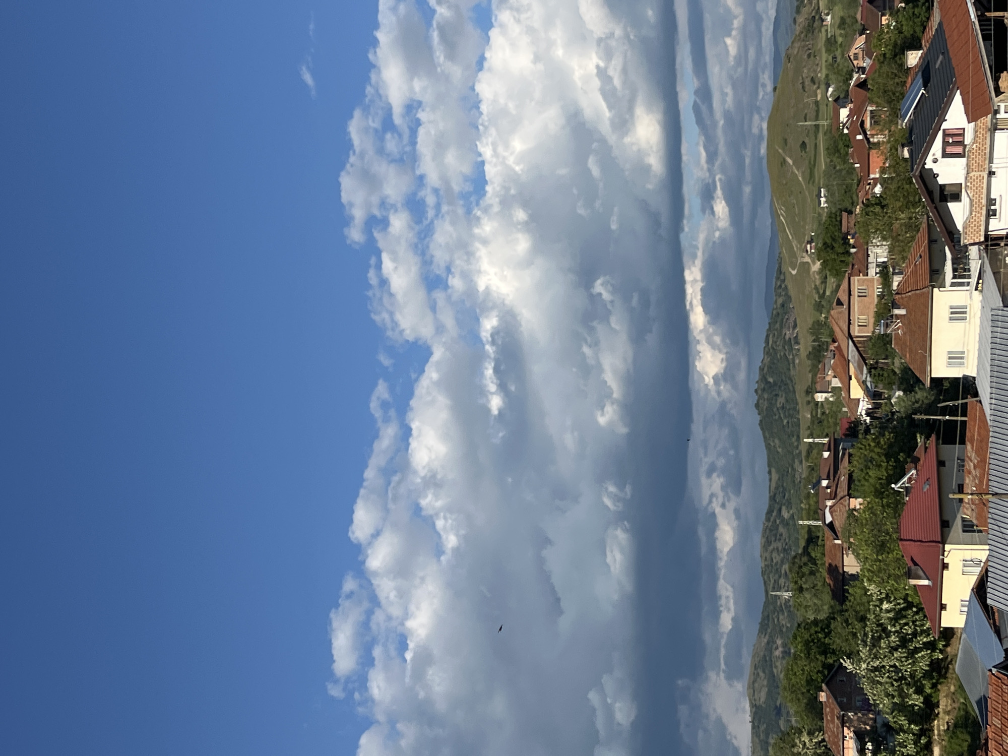 Residential landscape with solar panels observed in Kornitsa, Bulgaria