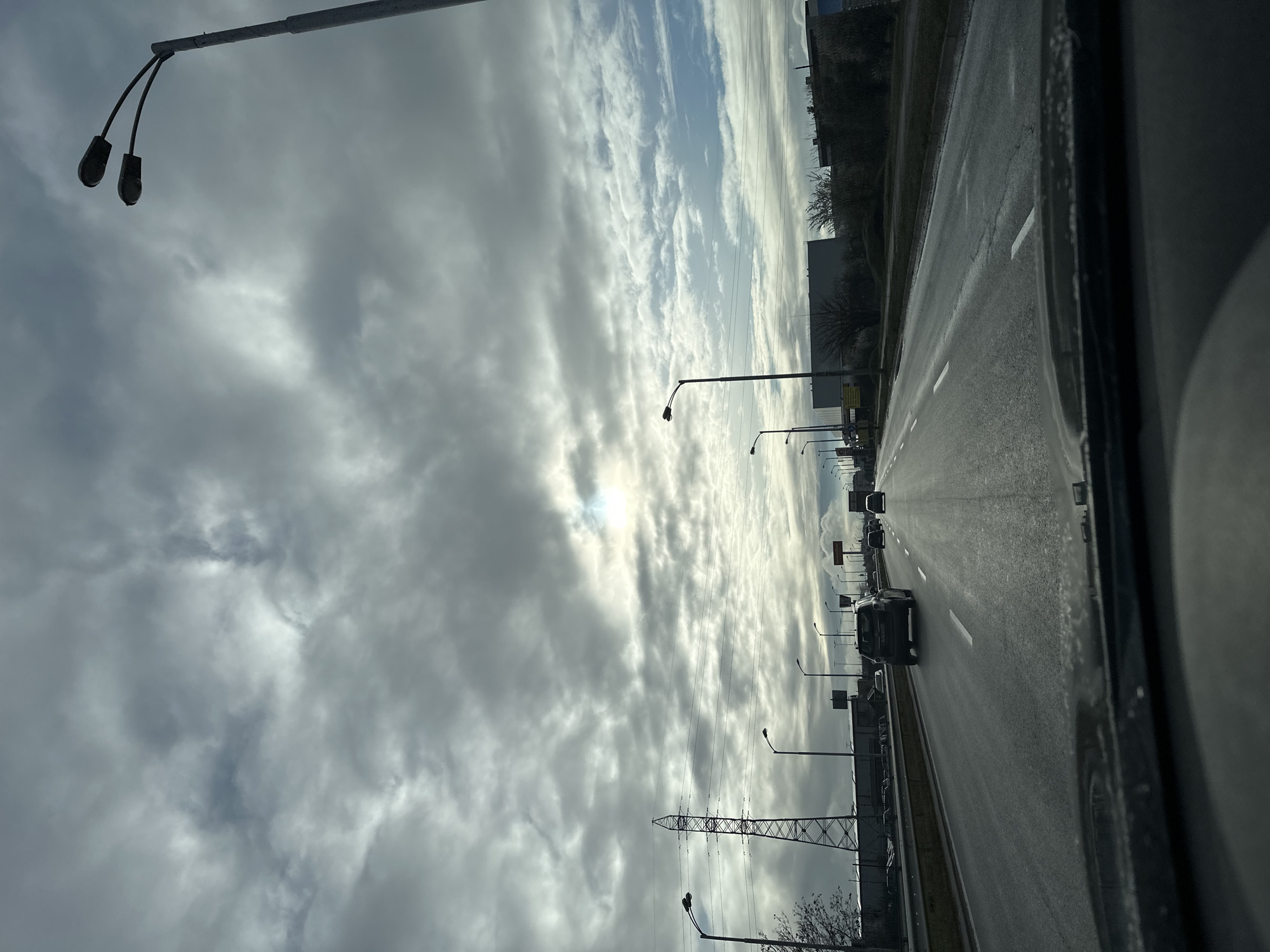 Early morning highway drive under overcast skies in Sofia